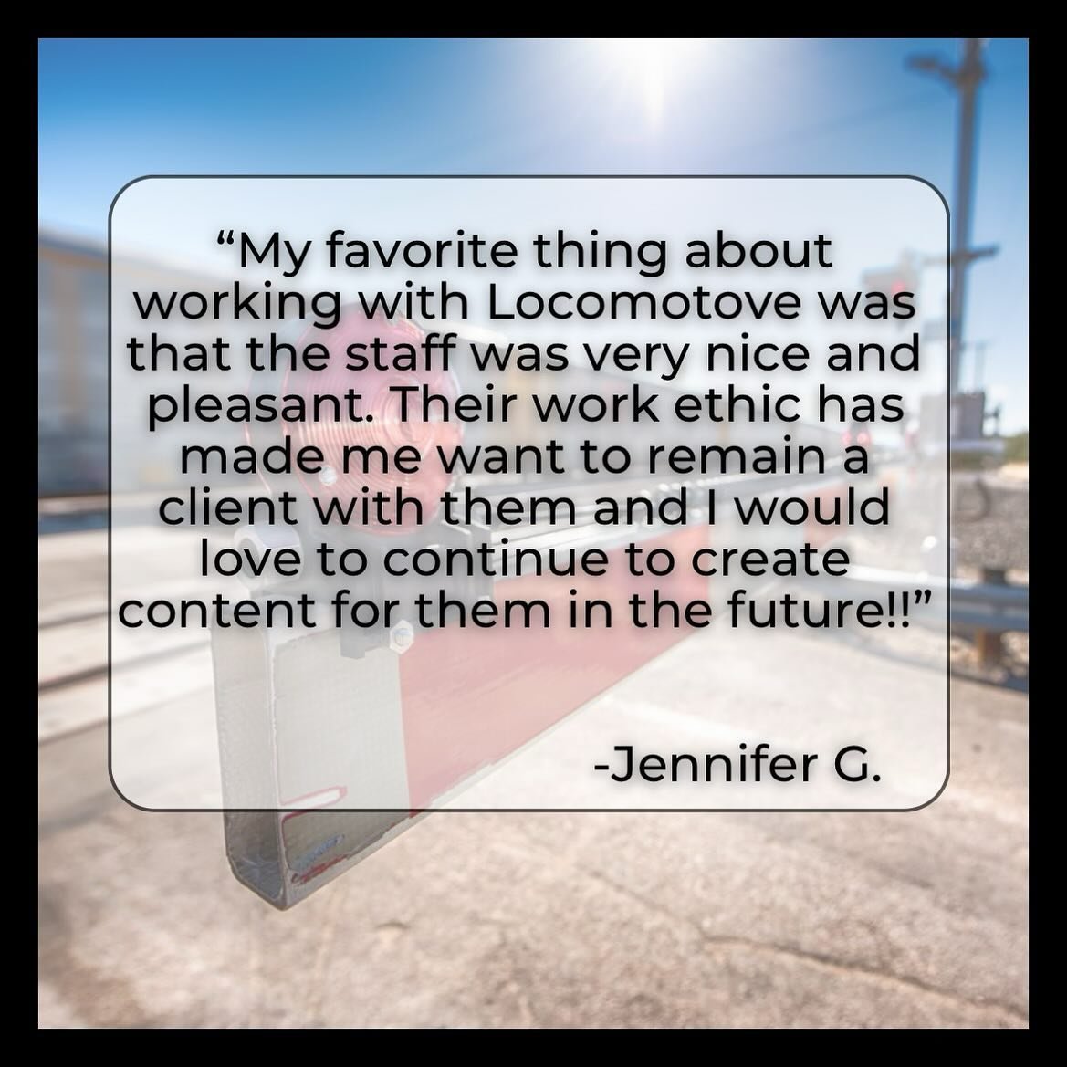 Another stellar review from our content creators! What a great way to start our Friday and finish out the week! Thanks for allow us to work with you Jennifer! 

#ugc #creatoreconomy #contentcreatorsofinstagram #ugccommunity #locomotivecontent #advert