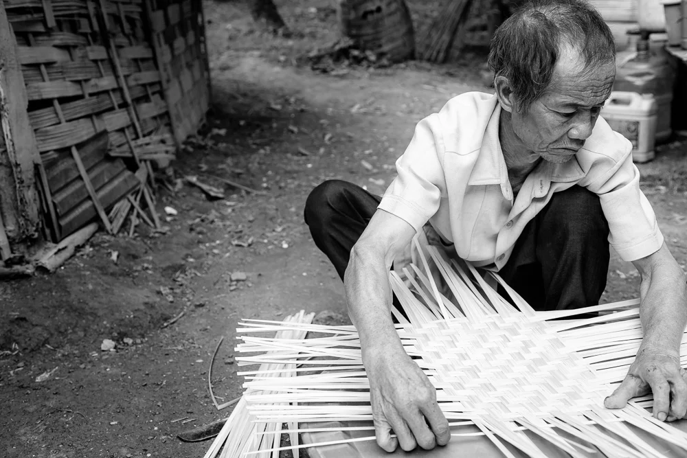 Basket weaver Khmer village, Laos