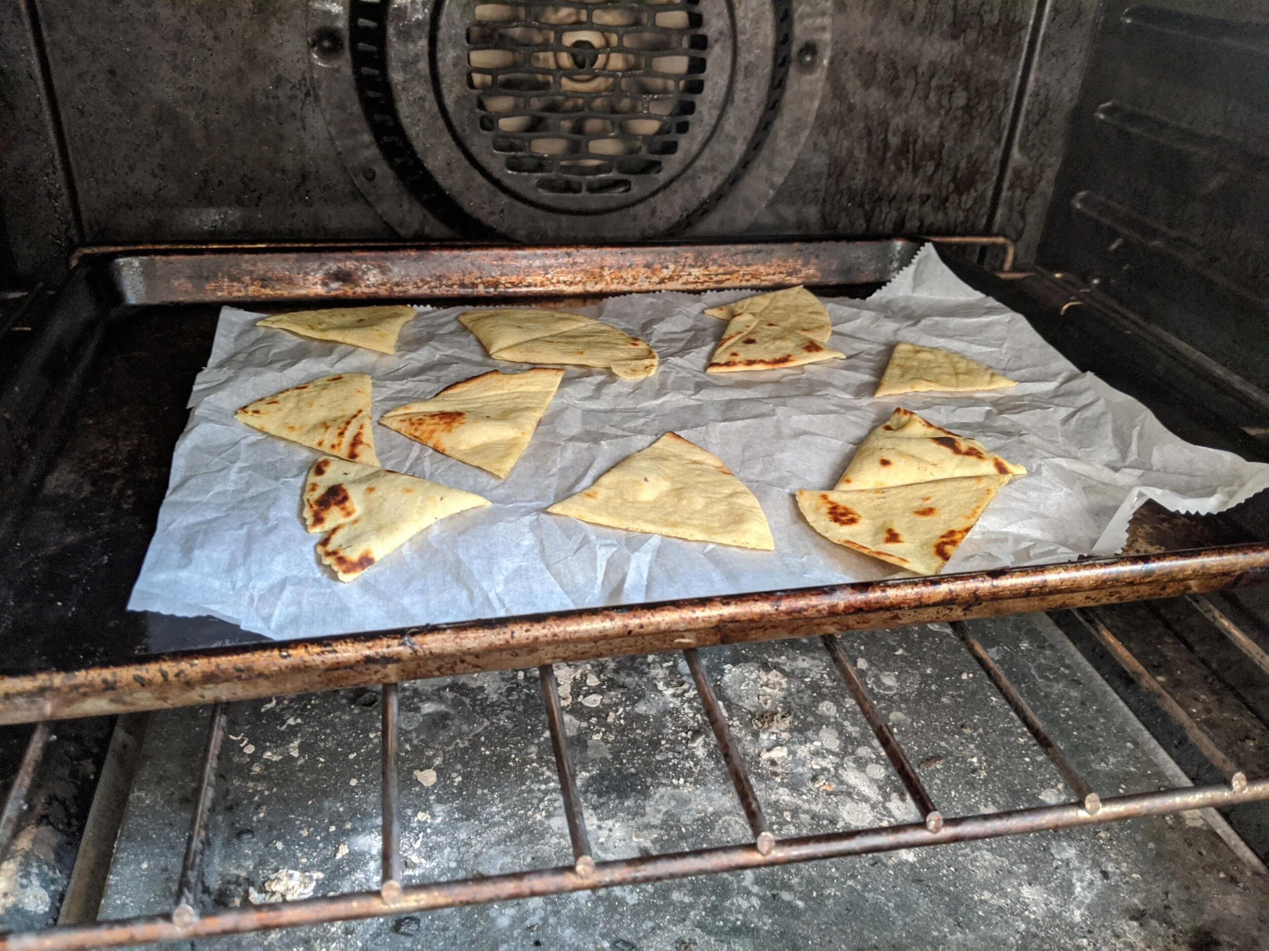 Cut into triangles, puff and crisp in the oven.