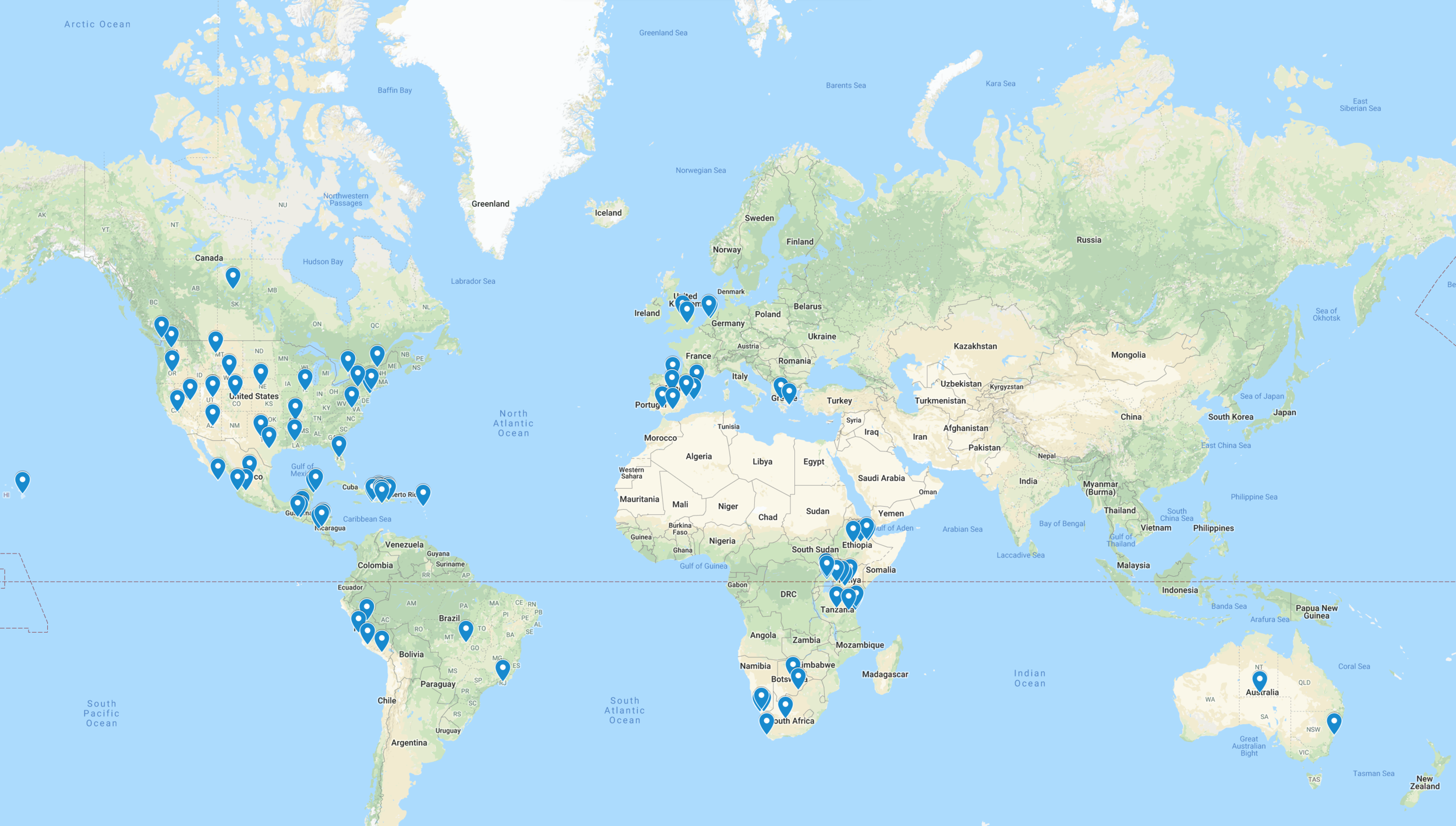 world map of Soulcraft Allstars clients