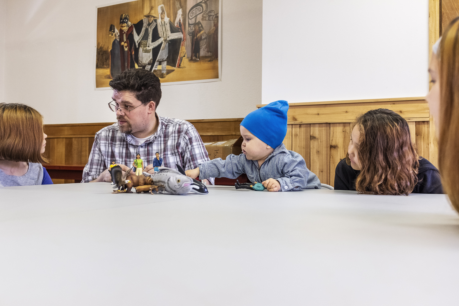 David Robert Boxley teaching Tsimshian to some of Metlakatla’s youth.