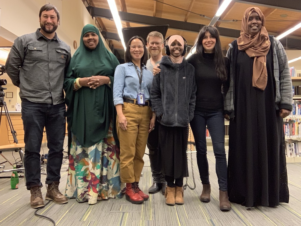 That’s a wrap. Soulcraft Allstar film crew, Seattle Public Library Foundation staff, our Somali translator, and Halima and her Mother at their local Seattle Public Library branch.