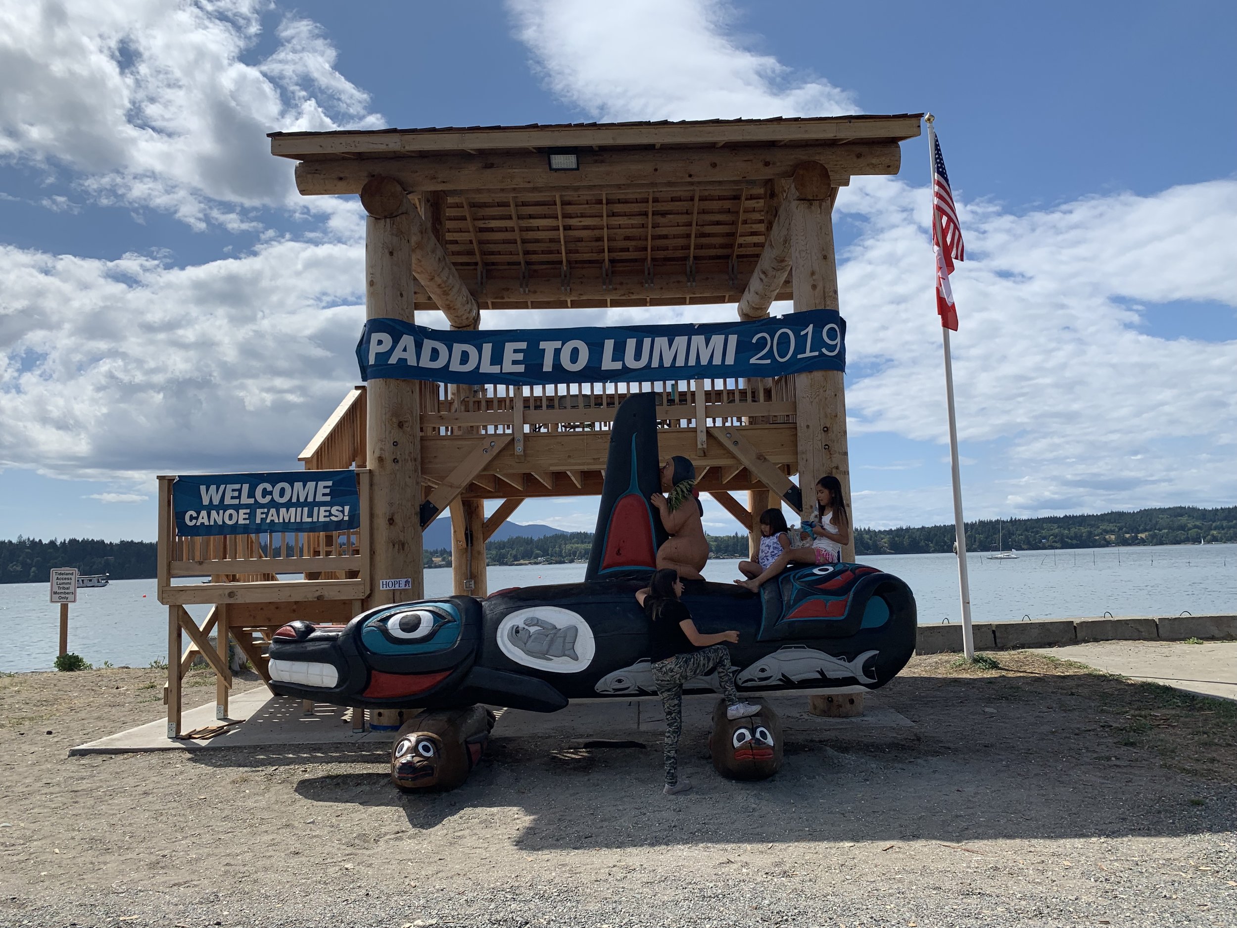 Welcoming more than 100 tribes as well as local community members to celebrate Paddle to Lummi 2019. Photo by Aaron Straight.