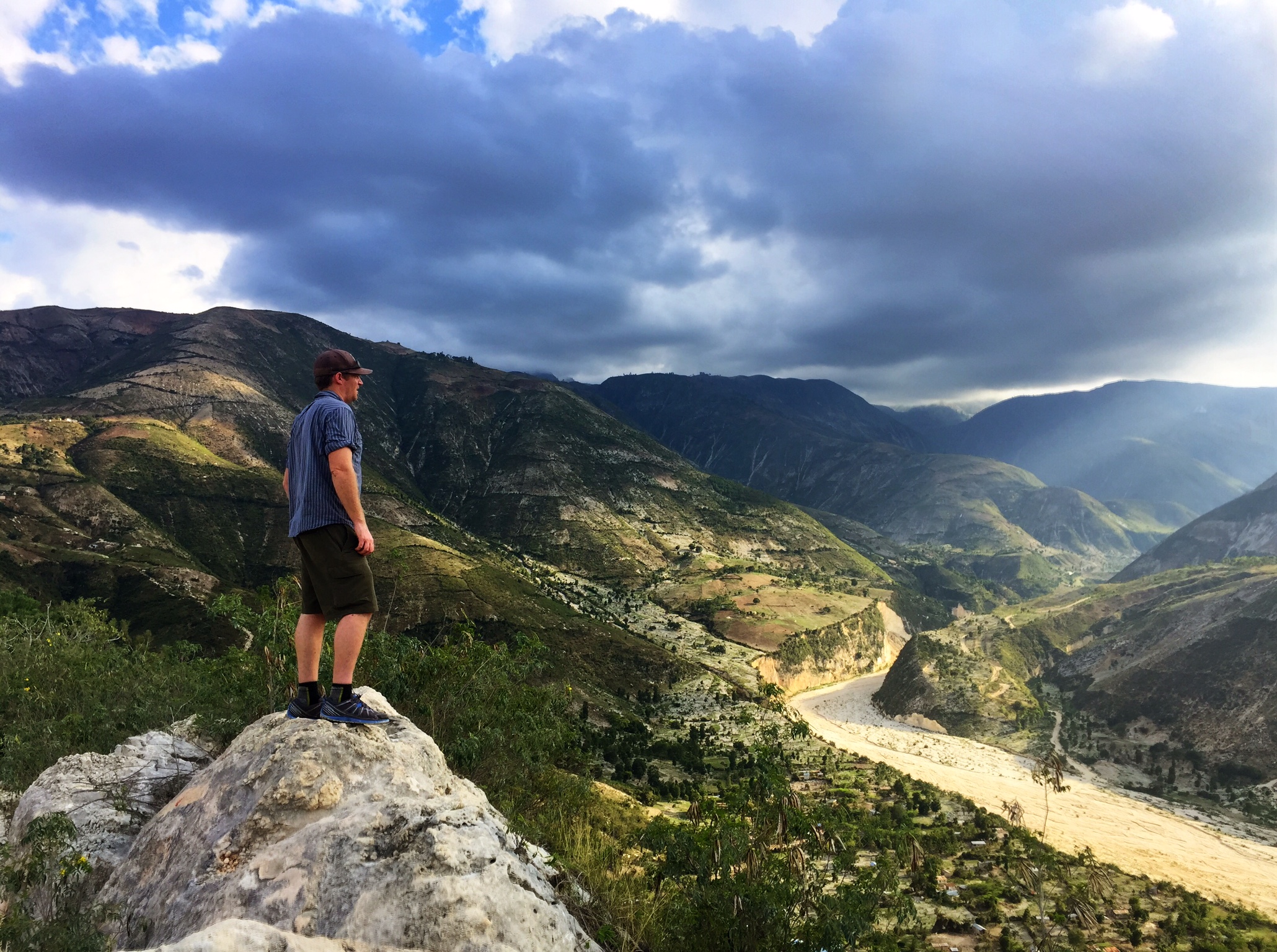 EPIC biologist Adam Brown surveying a massive flood site caused by deforestation. Adam has been working in the Caribbean for 20+ years and in Haiti for nearly a decade.