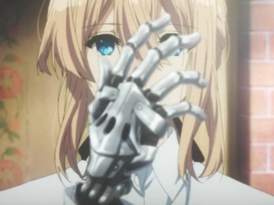 Violet’s hands are an unmistakable sign of what she lost in the war.