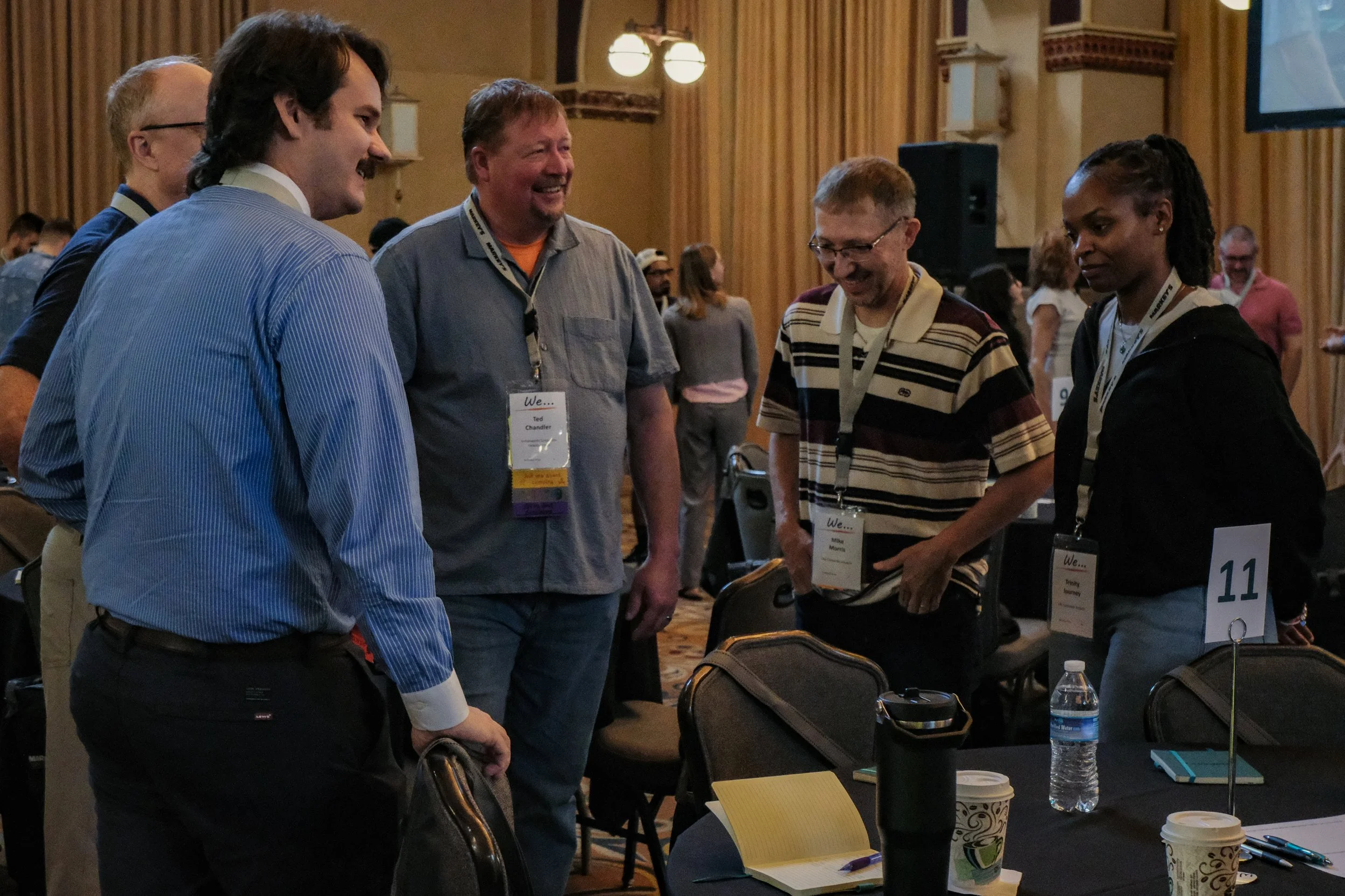 Professionals participating in an improv game