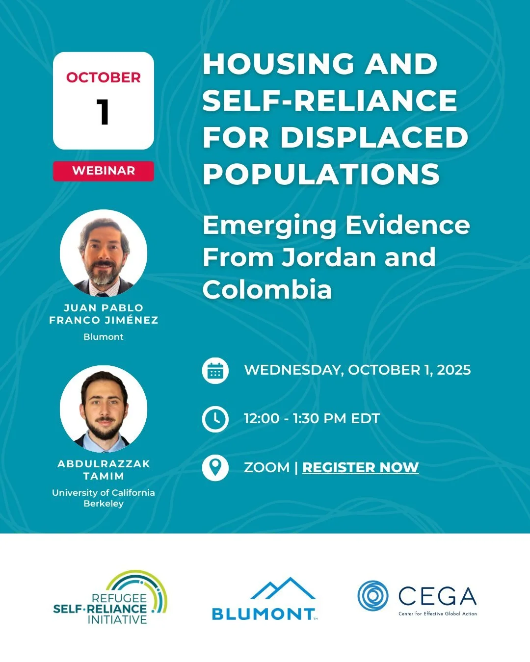 Join the Refugee Self-Reliance Initiative (RSRI), #Blumont, and the Center for Effective Global Action (#CEGA) for a timely and thought-provoking webinar exploring emerging evidence on housing interventions for refugee and internally displaced popula