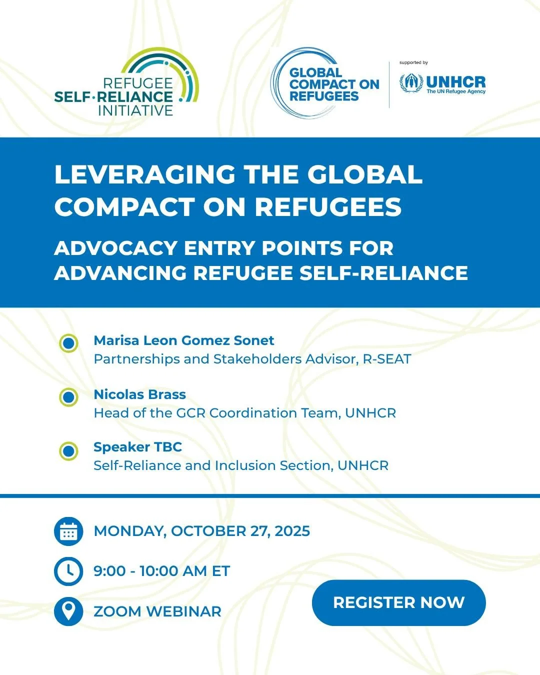 📆 WEBINAR: In the lead-up to the Global #RefugeeForum (#GRF2023) Progress Review in December, the Refugee Self-Reliance Initiative (RSRI) is convening a webinar on Monday, October 27 @ 9:00 AM ET, to explore concrete entry points for global advocacy