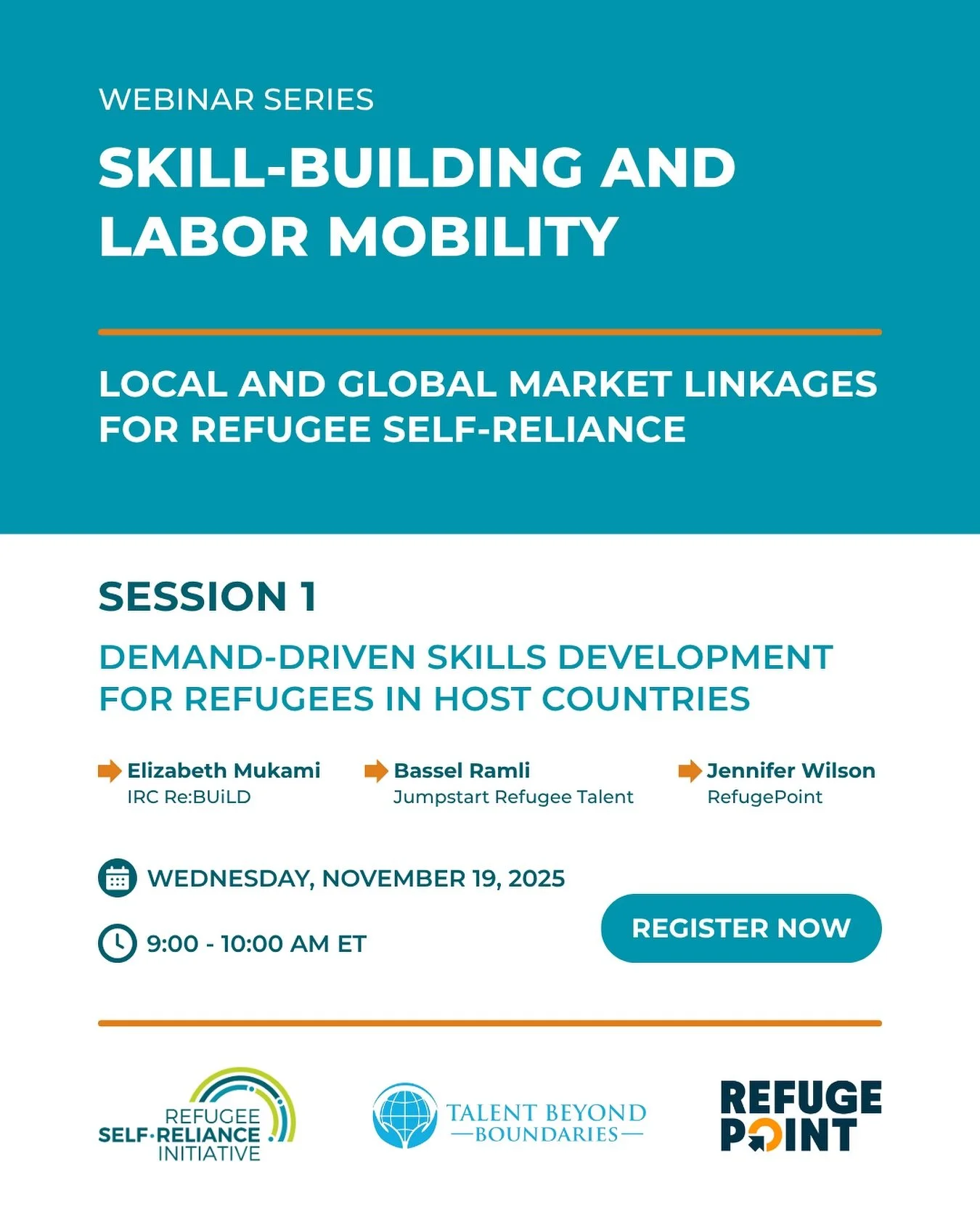 💻 WEBINAR SERIES: Co-hosted by the @refugeeselfreliance (RSRI) Climate Risks and Self-Reliance Technical Working Group, the RSRI Market Systems Development (MSD) Technical Working Group, @talentbeyondboundaries, and @refugepoint, this three-part web