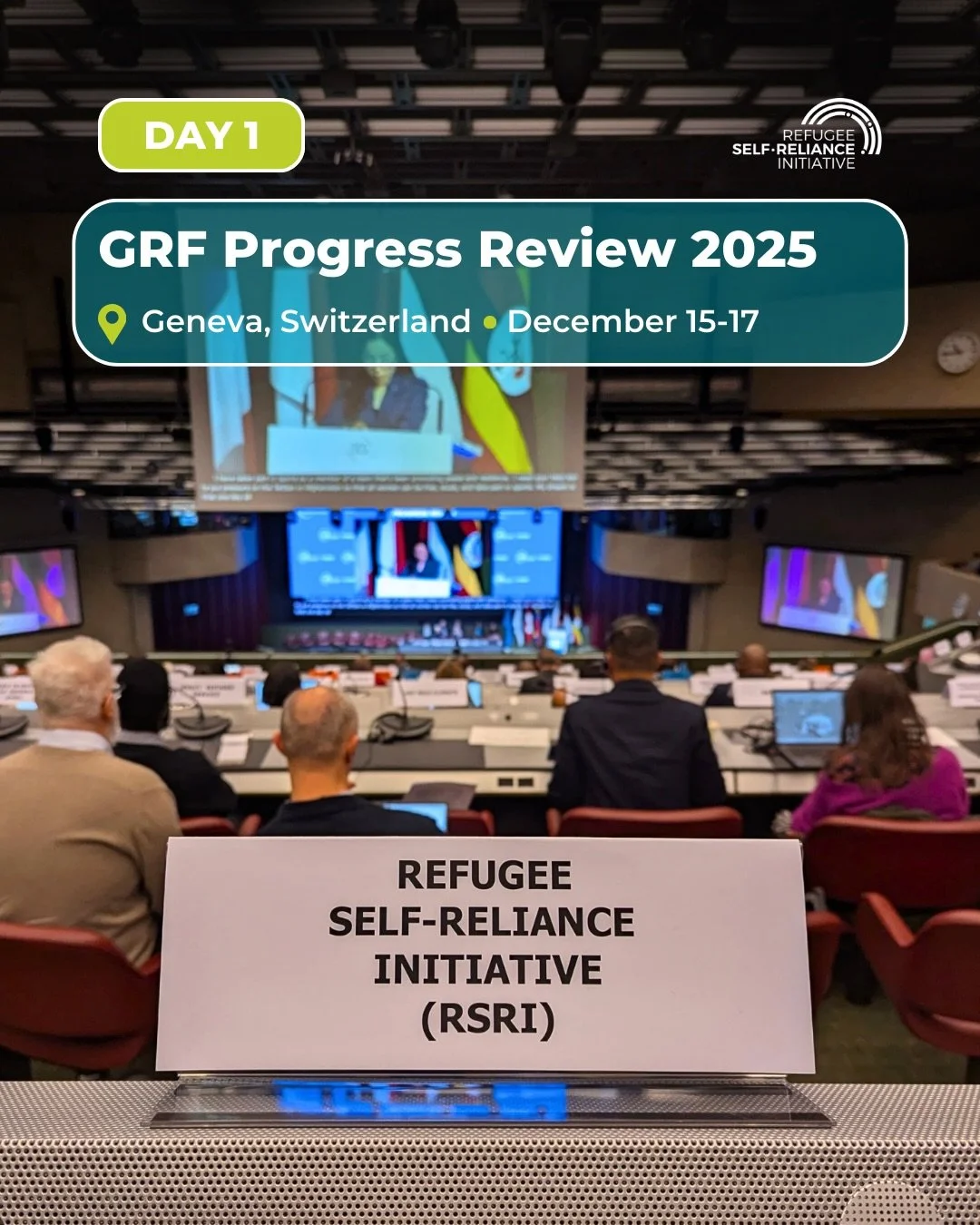 The RSRI is in Geneva this week for the Global Refugee Forum (GRF) Progress Review 2025! Day 1 featured a full schedule of panel discussions, plenary sessions, and receptions. Some highlights:

1️⃣ View of the opening #RefugeeForum plenary from the @