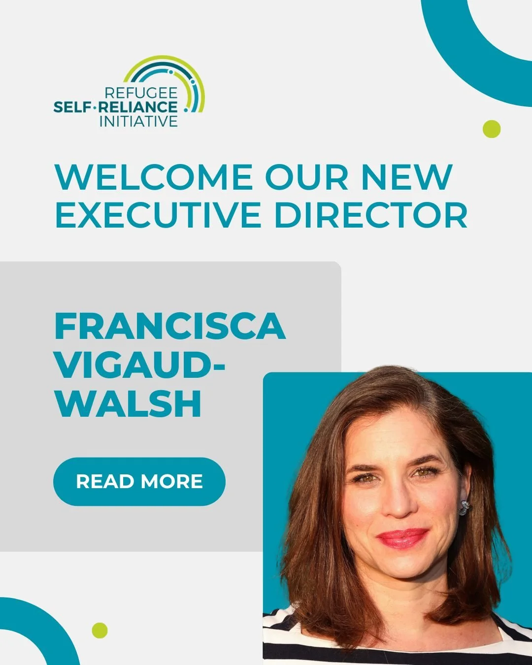 📣 The Refugee Self-Reliance Initiative (RSRI) is proud to announce the appointment of Francisca Vigaud-Walsh as its new Executive Director!

Francisca brings more than two decades of experience advancing protection for refugees and other displaced p