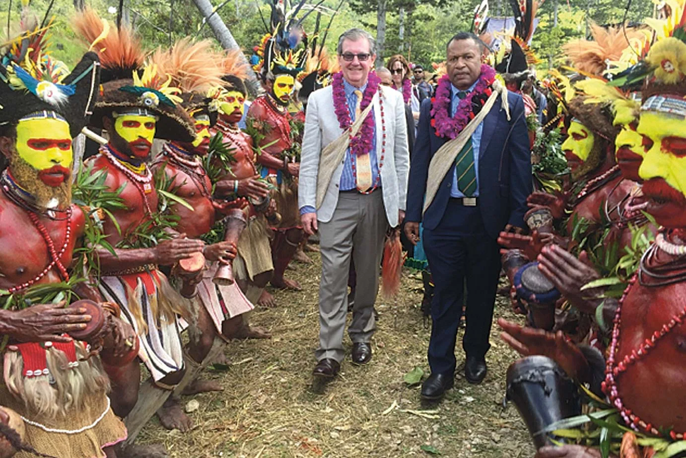 Australian High Commissioner Bruce Davis with the Hon Petrus Thomas MP, Minister for Immigration and Border Security, during a recent visit to Koroba-Kopiago