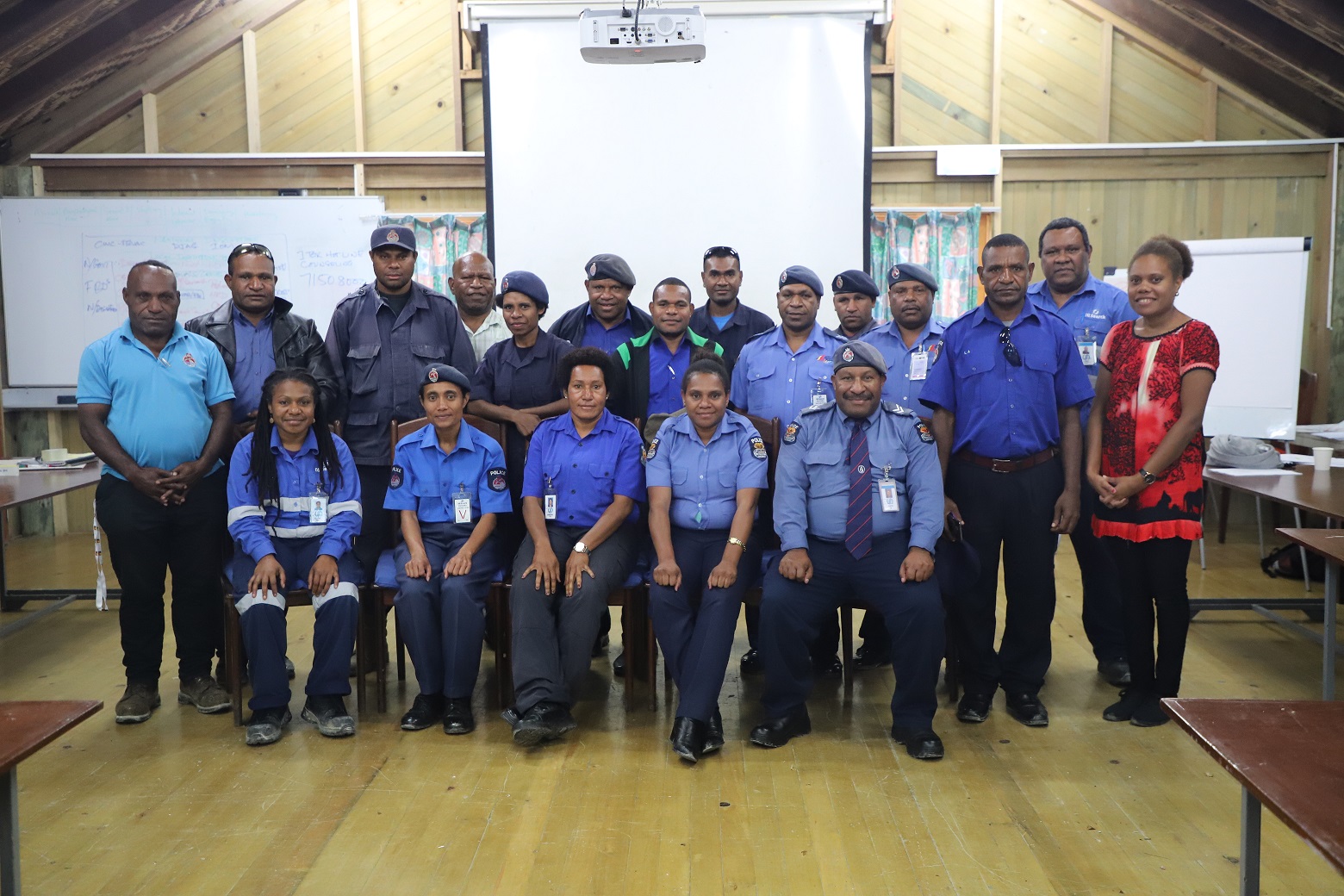 Police officers from Moro, Pimaga and Mendi following the FSV training organised by the Oil Search Foundation (OSF) in partnership with the Department of Justice and Attorney General.