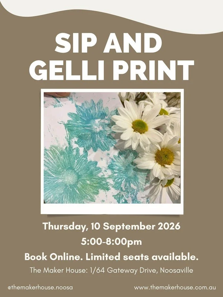 Enjoy a glass of wine or bubbles while learning the basics of the Gelli Printing process.

Gelli printing is a monotype printing technique that uses a soft, reusable gelatine plate.  We will play with printing backgrounds, botanicals, various texture
