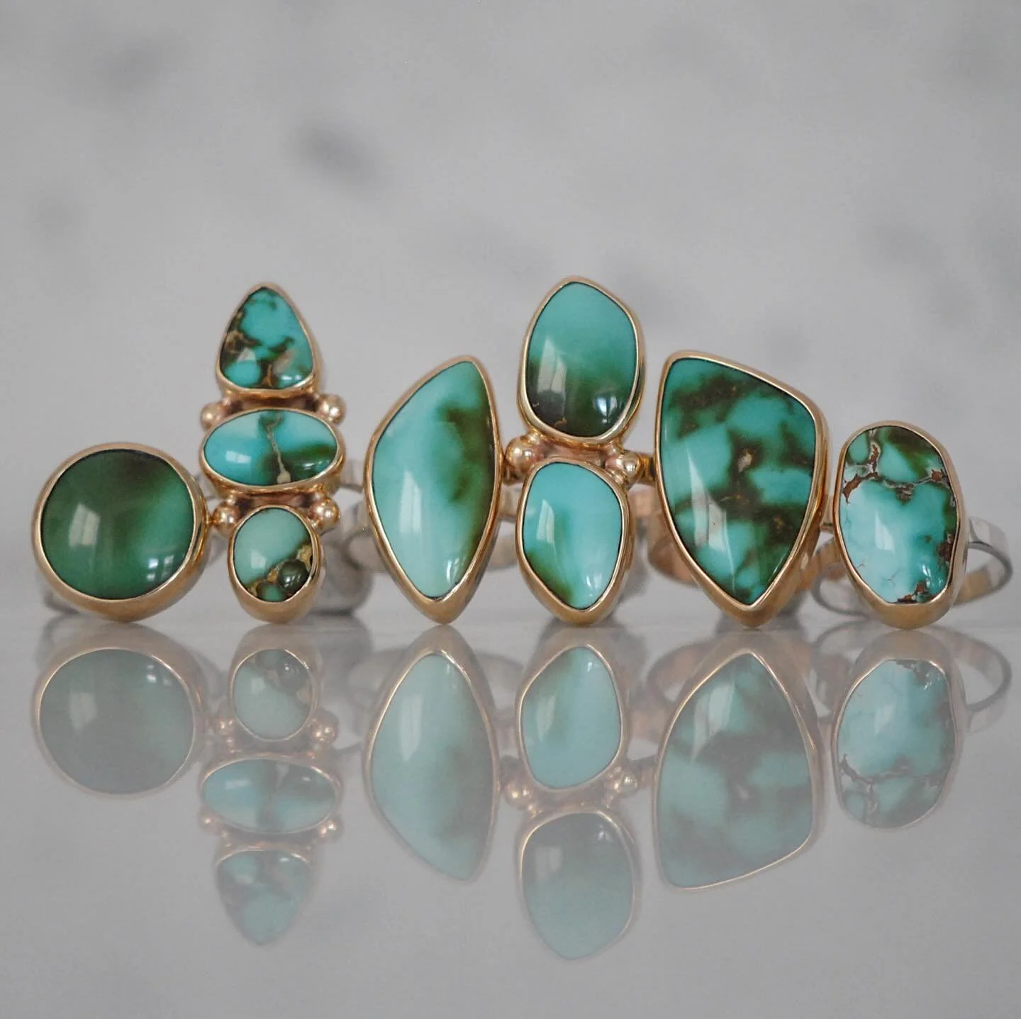 Turquoise + gold ✨✨✨
Available tomorrow at 11am Central! Sizes from left to right: 5, 7, 6.5, 7, 8, 6