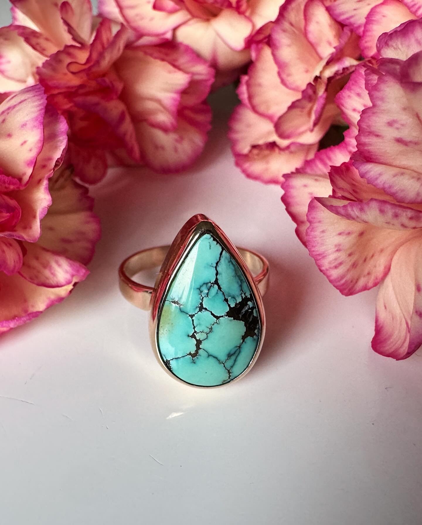 Just finished the most gorgeous made to order rings! Iron Maiden + Golden Hills Turquoise. Shoot me a message if you would like to see some stones I have available for your own special piece ⚒️💛💫