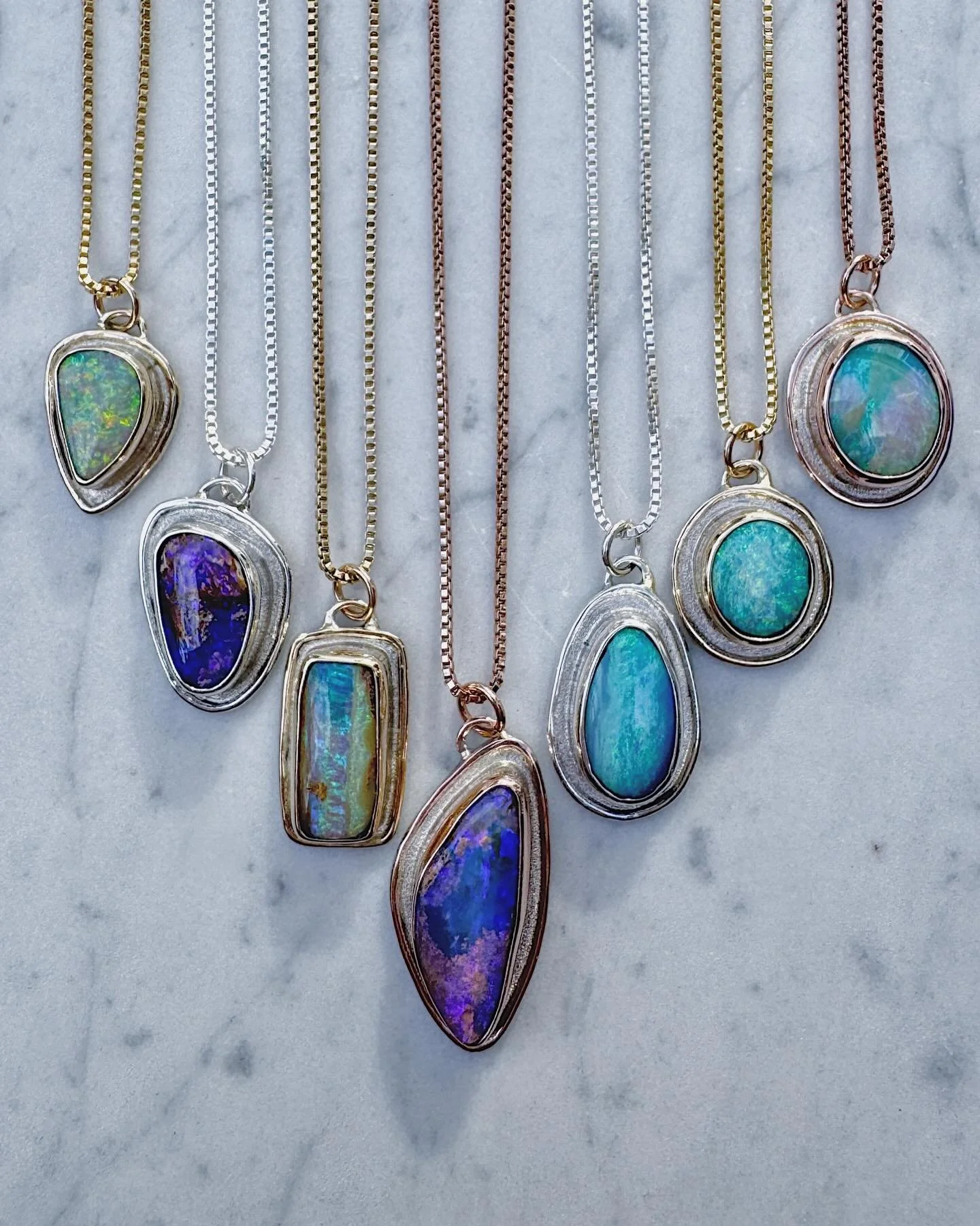 Opal magic 💫
The dreamiest opal pendants, available Friday at 11am Central on the site 💚💜🩵💛