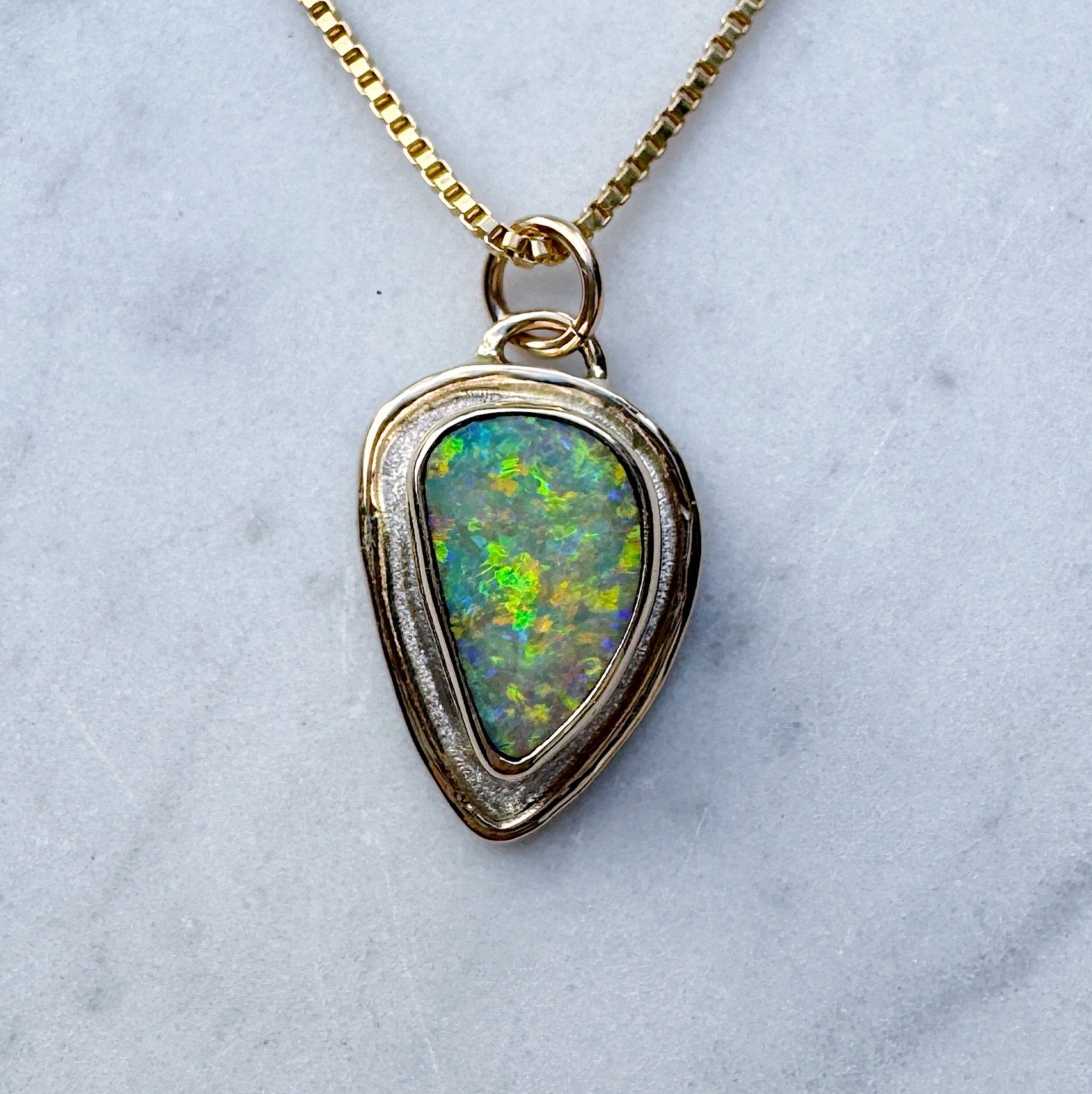 Pipe Boulder Opal Pendant - Yellow Gold Bezel
