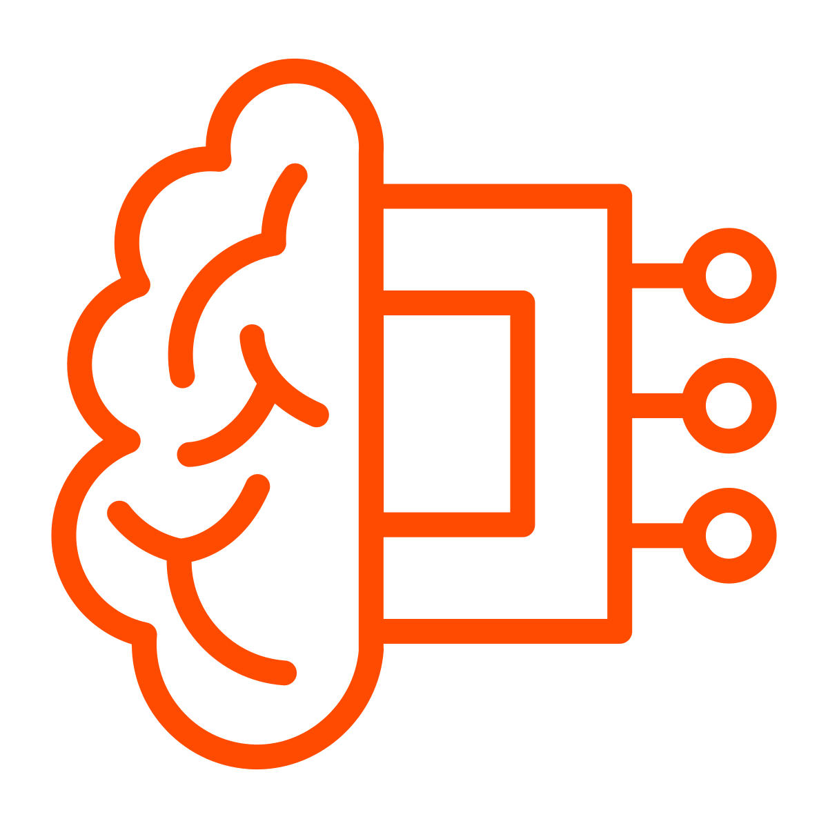 Icon of half brain half computer chip