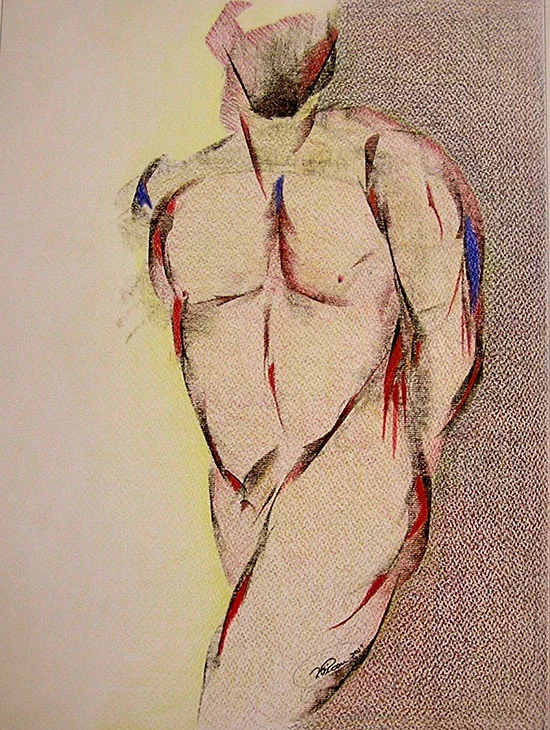 "Tom in Yellow Light", charcoal & wax pencil, 16" x 20"