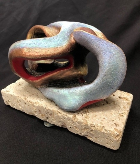 "Just for Life", Terra cotta with acrylic finish (view 1)
