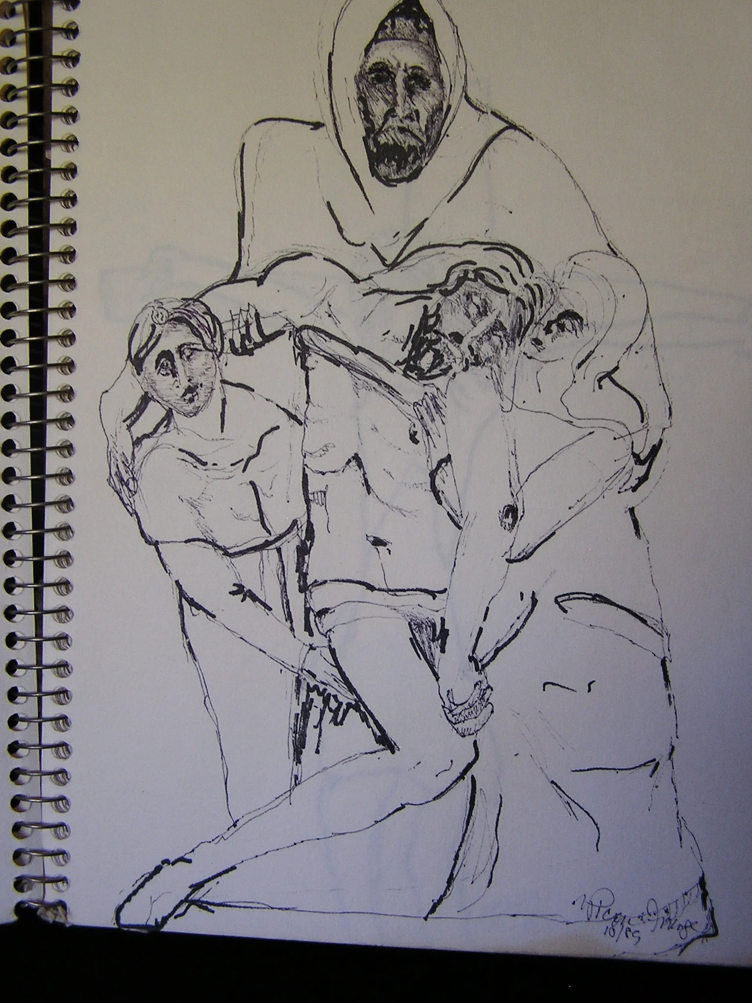 Sketch of Michealangelo's last Pieta