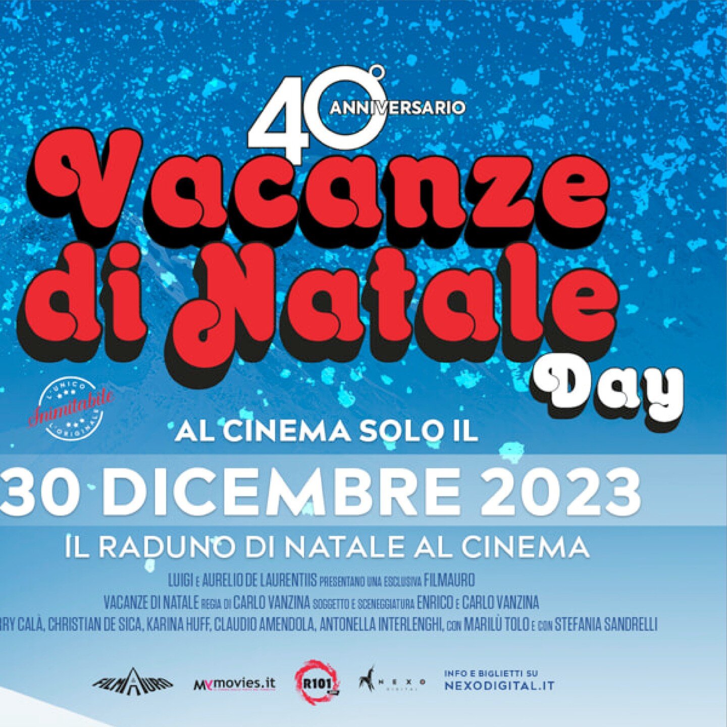 VACANZE DI NATALE DAY 40&deg; ANNIVERSARIO !
Solo sabato 30/12 alle ore 21,00
__
BIGLIETTI DISPONIBILI ANCHE ONLINE (prenotazione non obbligatoria):
🎟 sul nostro sito internet www.cinemaimperobra.com (direct link in bio!)
🎟 su https://ticket.cinebo