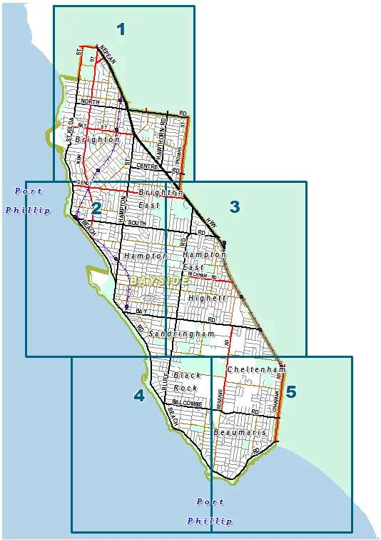 Map of Bayside City Council.