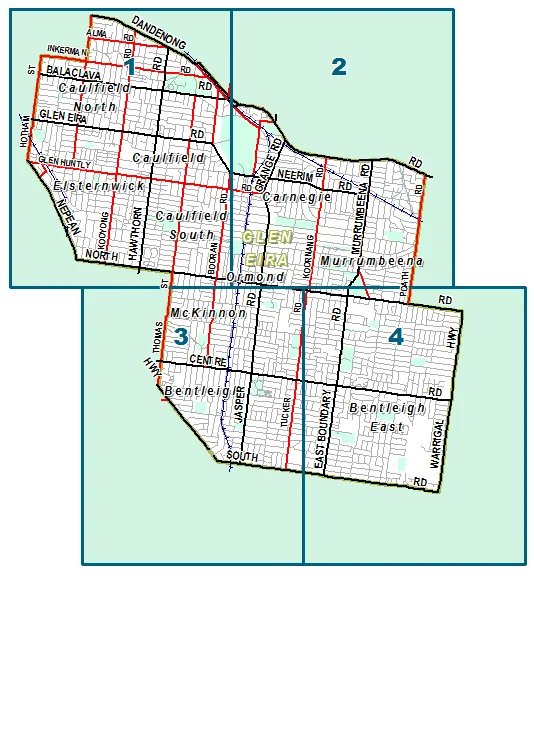 suburb map of Glen Eira Council