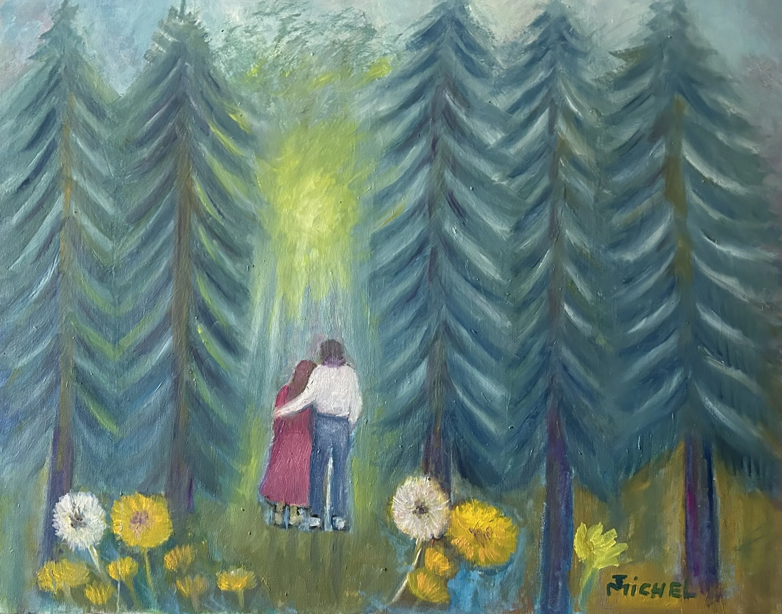 Zusammen durch Wald.Öl auf Leinwand 90/70.2024.