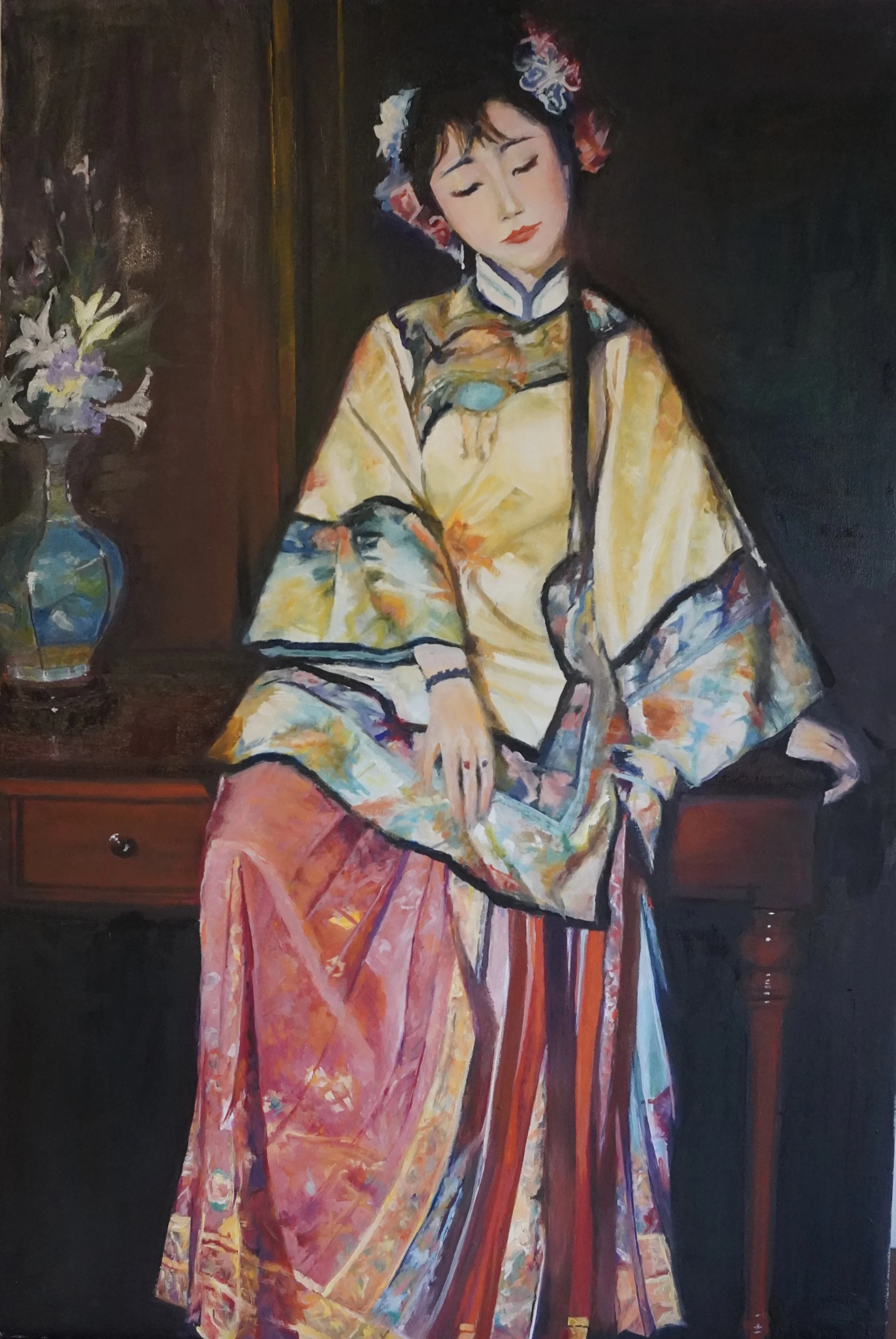 Graceful Palace Lady, Oil on canvas, 36' x 24'  2025