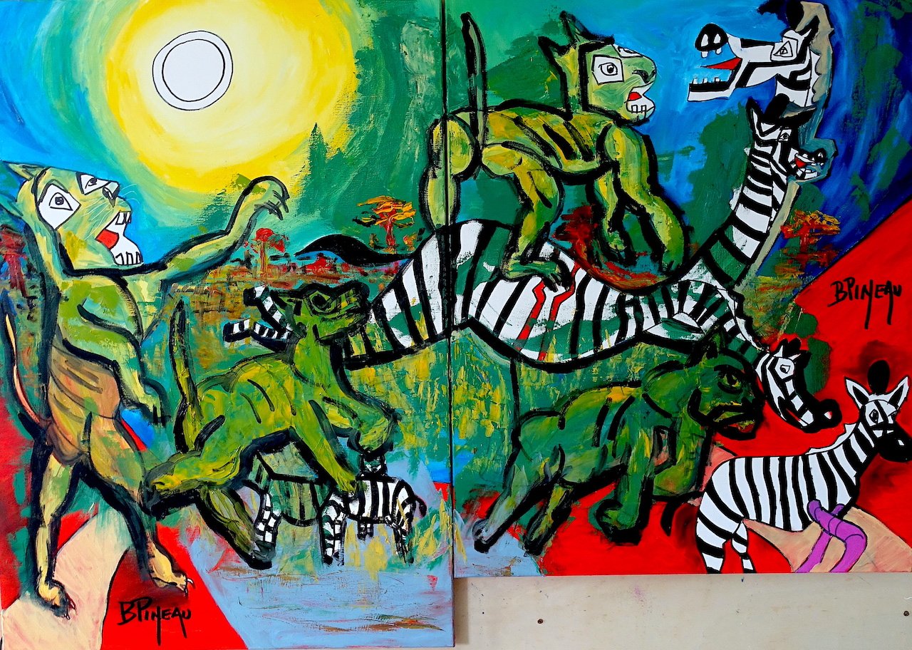 D340 Carnivores Circus, huile sur toile, 92x130,2025