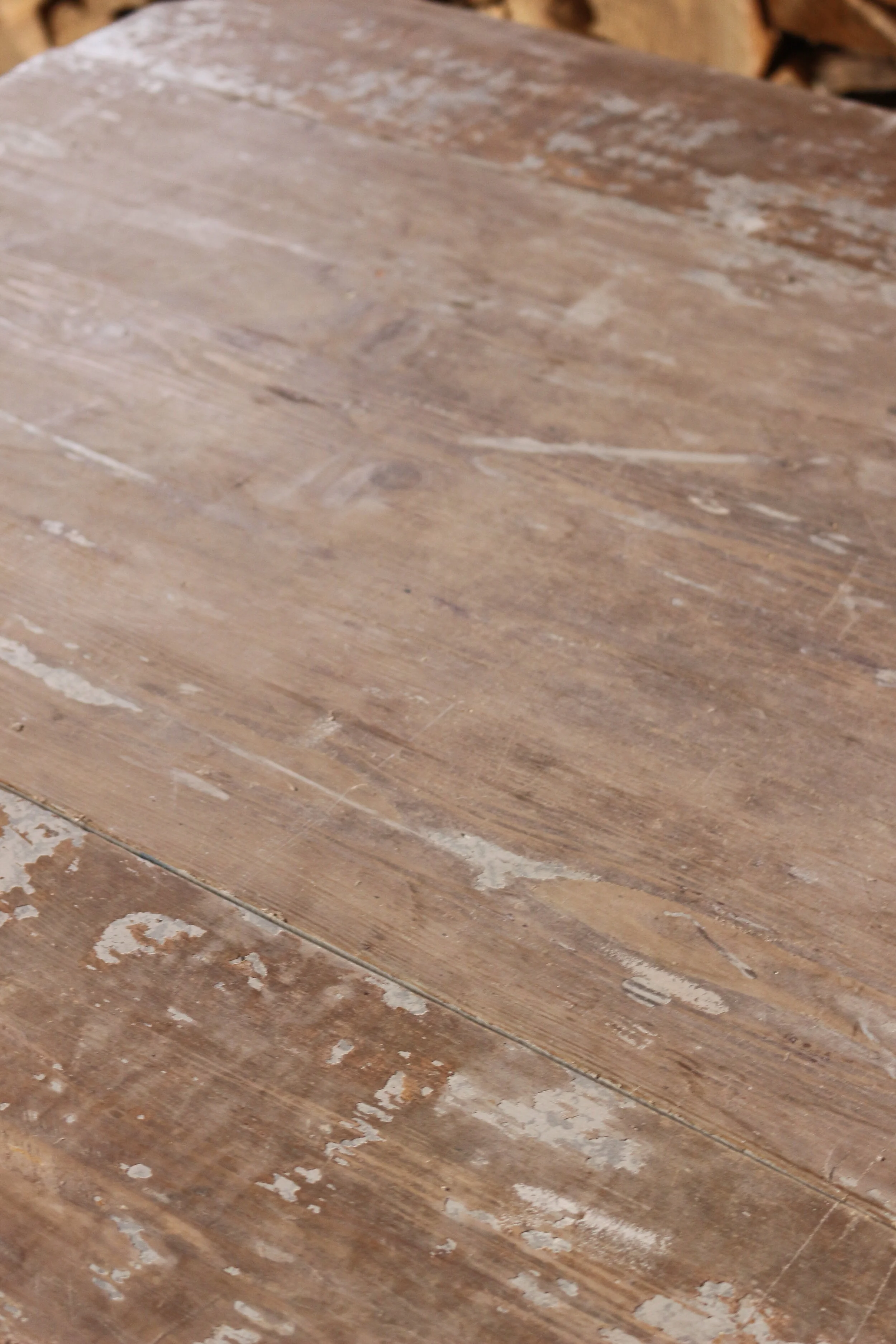 Table de ferme patinée blanche à ralonge