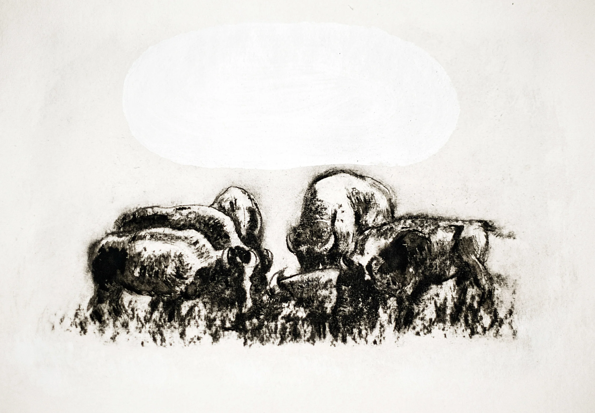 Mourning of Bison II_Claire LEE_Ink, charcoal and acrylic on handmade cotton rag acid free paper_21x30cm.jpg