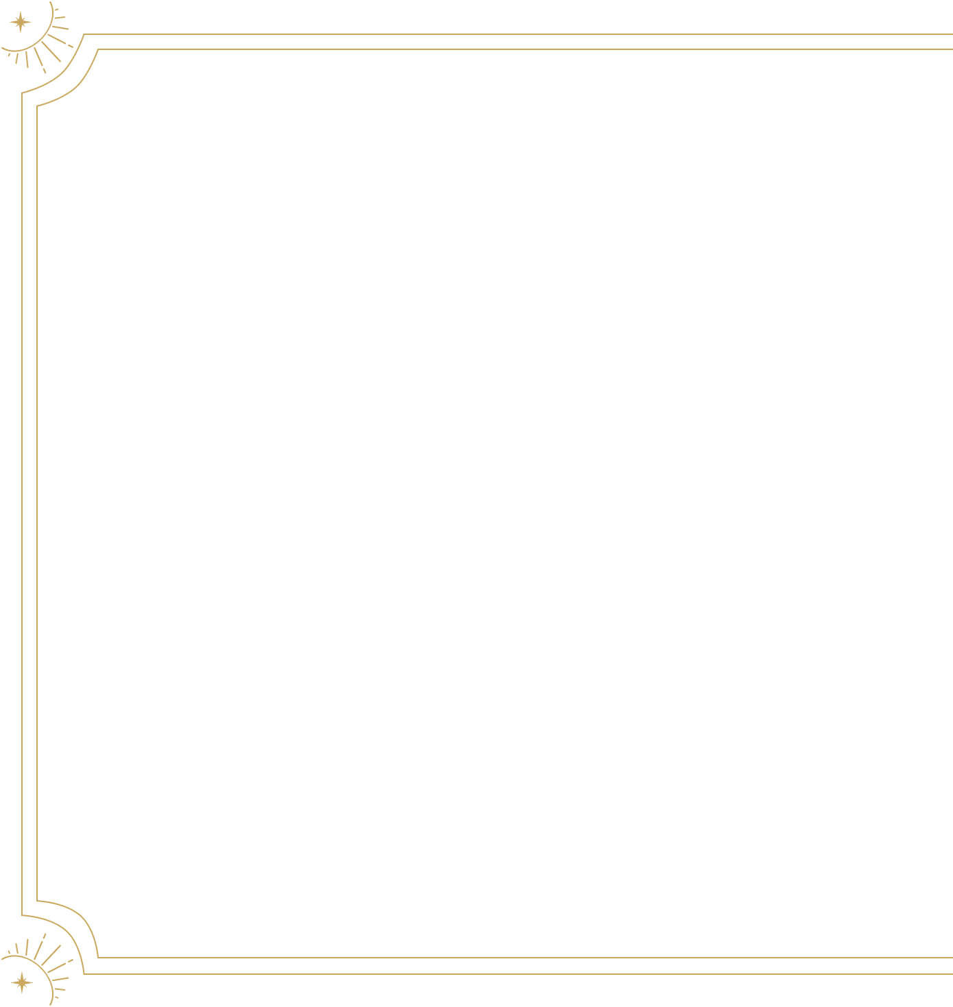 gold decorative borders featuring sun and star designs