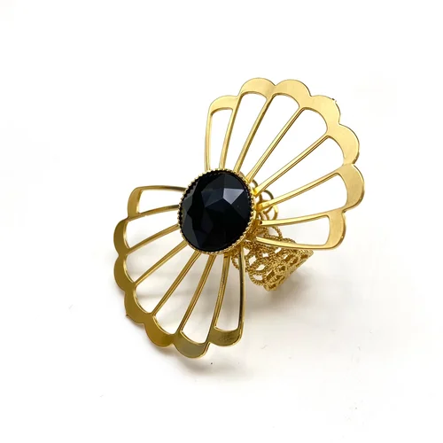 Broche Vintage Années 80/90 - Strass Rouges Sur Métal Doré - Alliage - Occasion