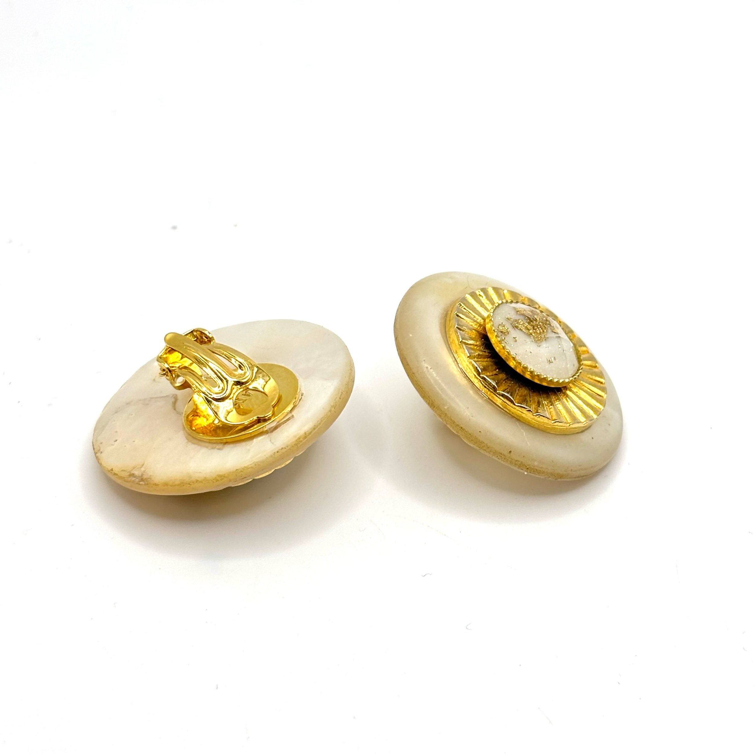 Boucles D'oreilles Clip Vintage Ajourées Couleur Or - Occasion Bon état - Ancien Stock Bijouterie