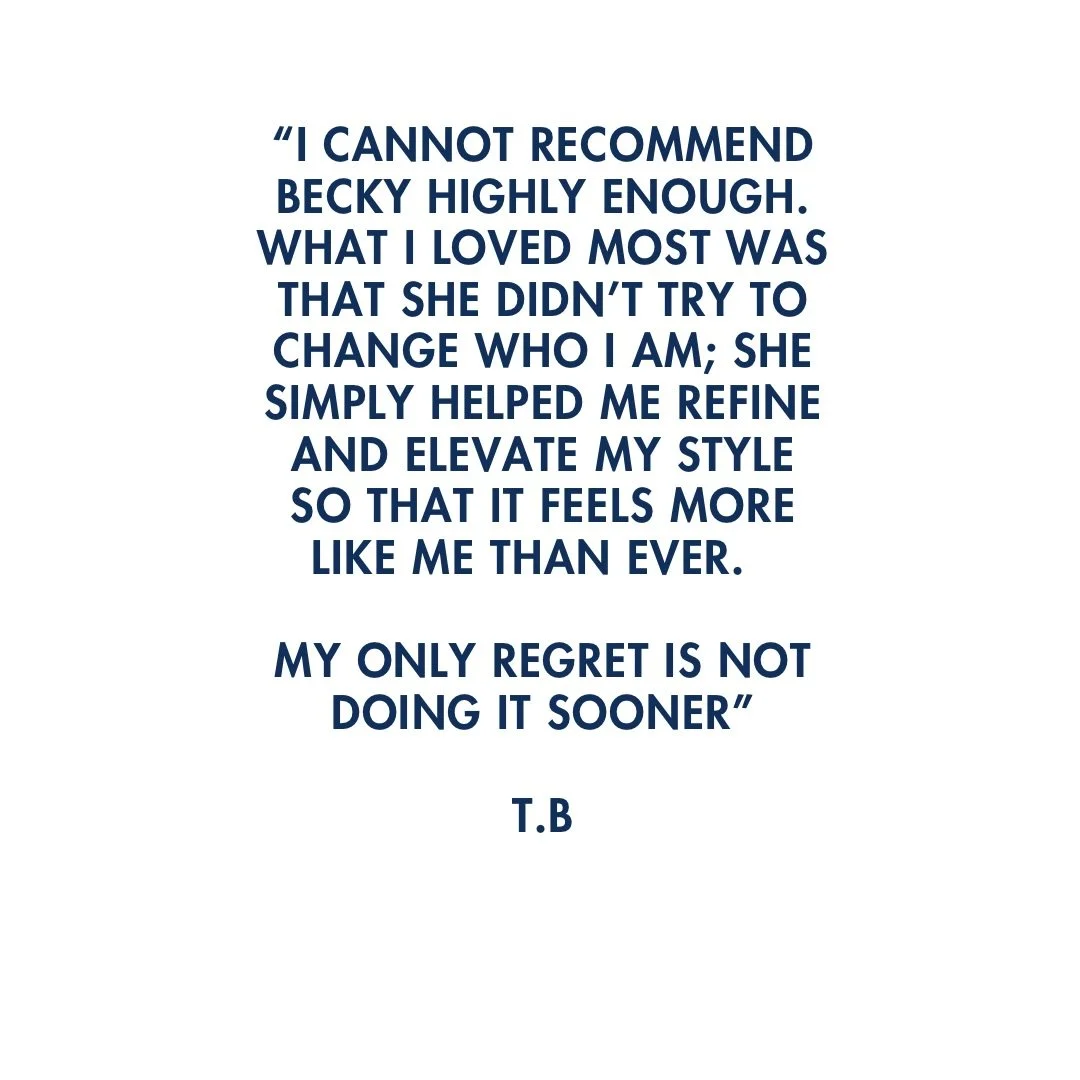It&rsquo;s a complete joy when clients truly embrace the process of improving their personal style for the long haul.  Yes it&rsquo;s a investment, but the rewards are enduring🖤

&ldquo;I cannot recommend Becky highly enough. What I loved most was t