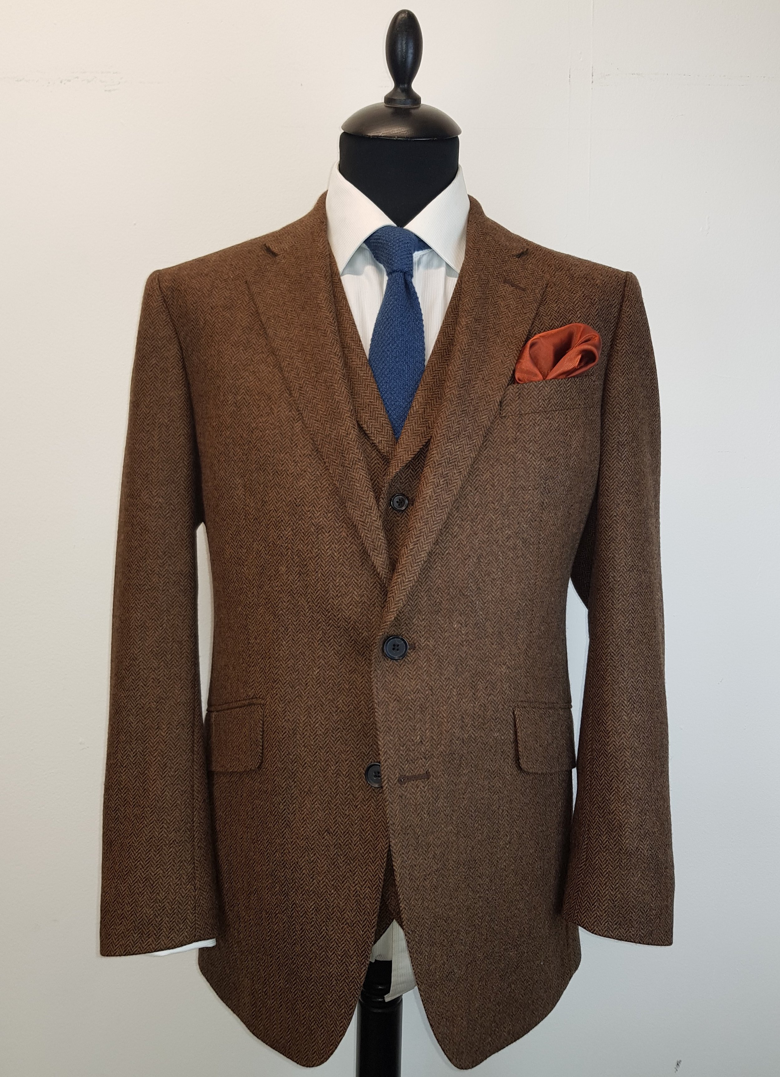 3 Piece Suit in Brown Herringbone Lambswool Tweed — TWEED ADDICT