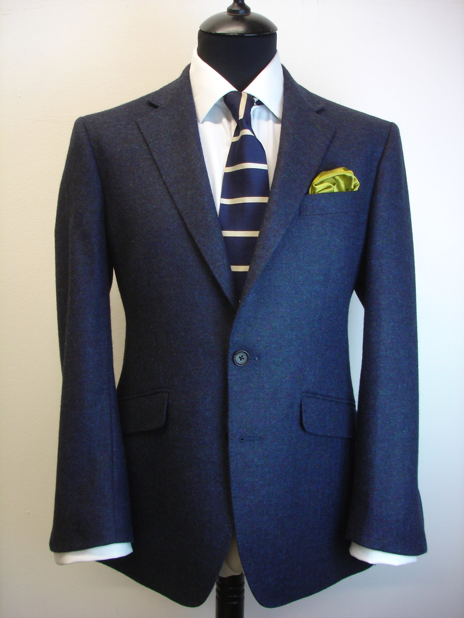 Navy Blue Herringbone Tweed Jacket in Yorkshire Cheviot Tweed — TWEED ...