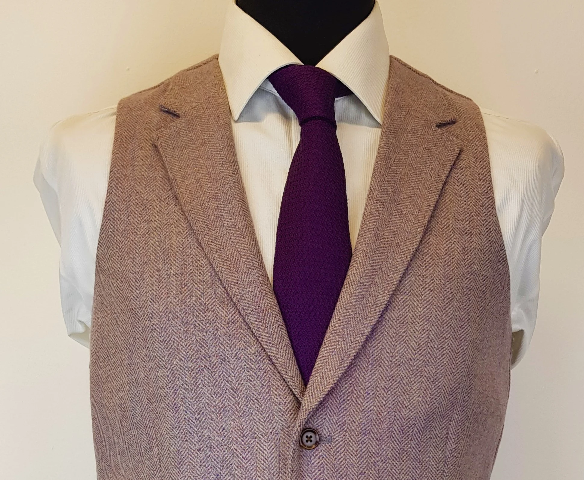 Lavender Herringbone Tweed Waistcoat