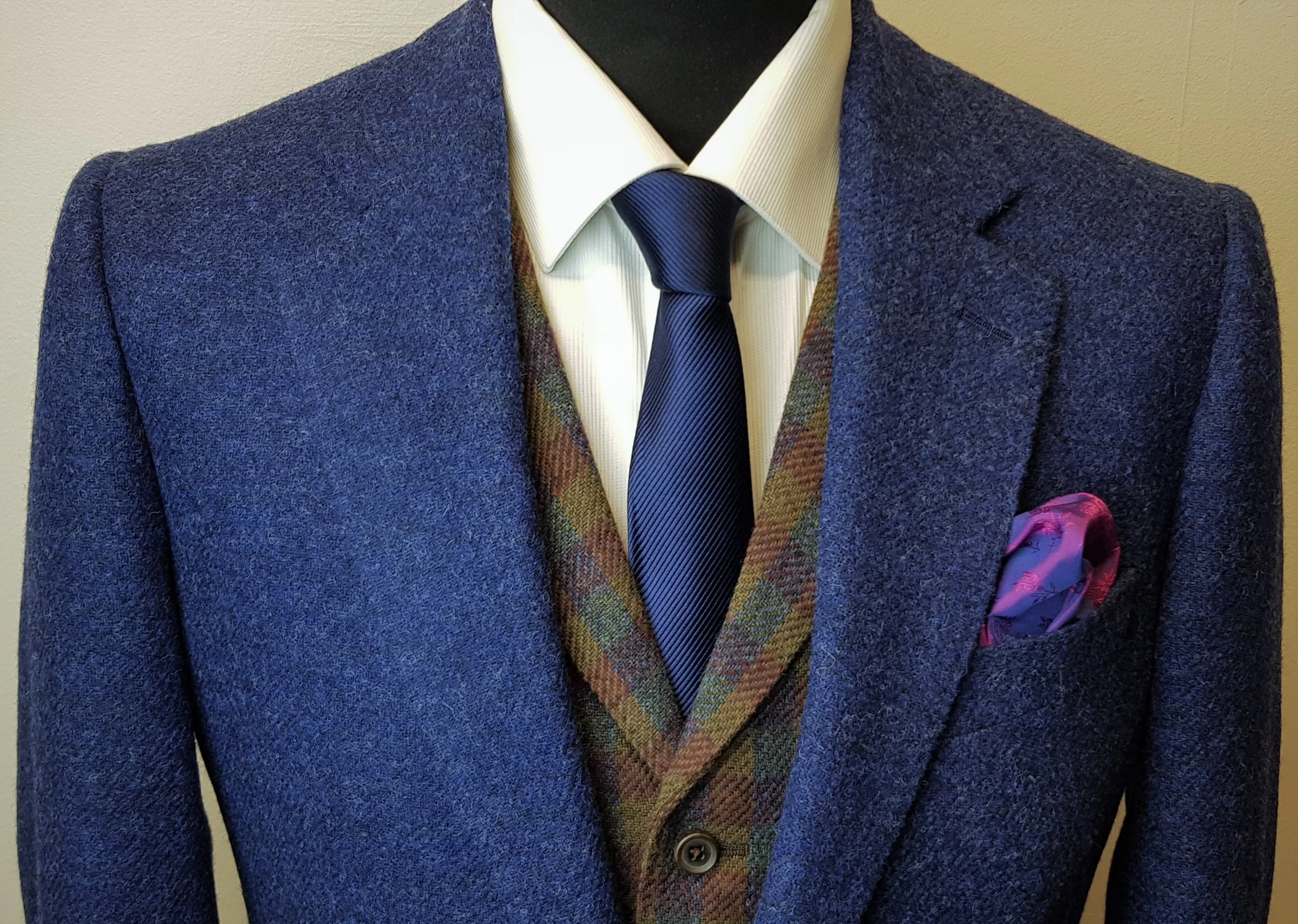 Chequered Waistcoat in Breanish Shetland Tweed