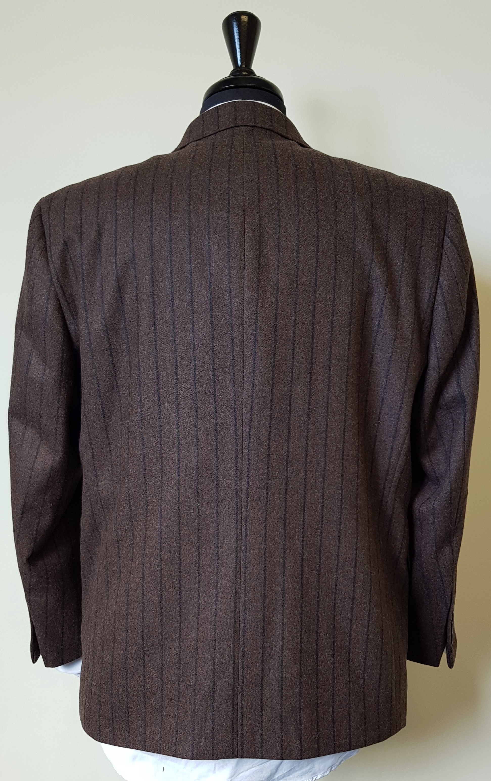 1940s Style Brown Stripe Suit in Harrisons Flannel — TWEED ADDICT