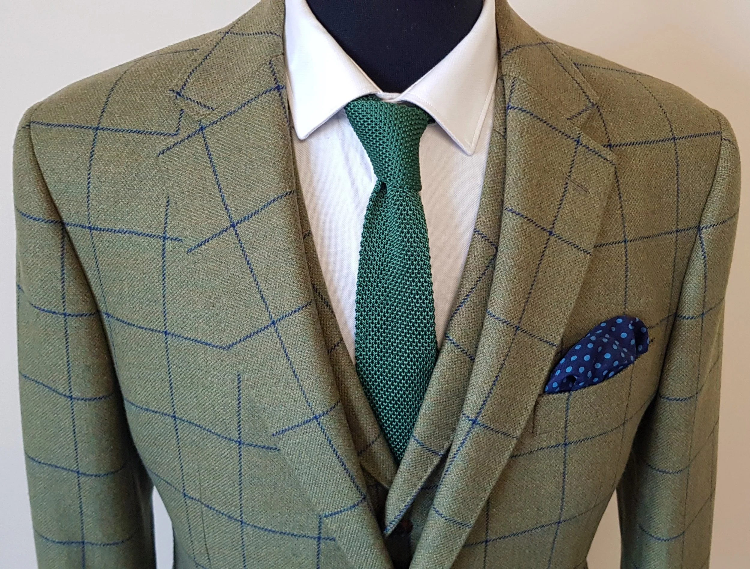 3 Piece Green and Blue Check Suit in Johnstons of Elgin Tweed
