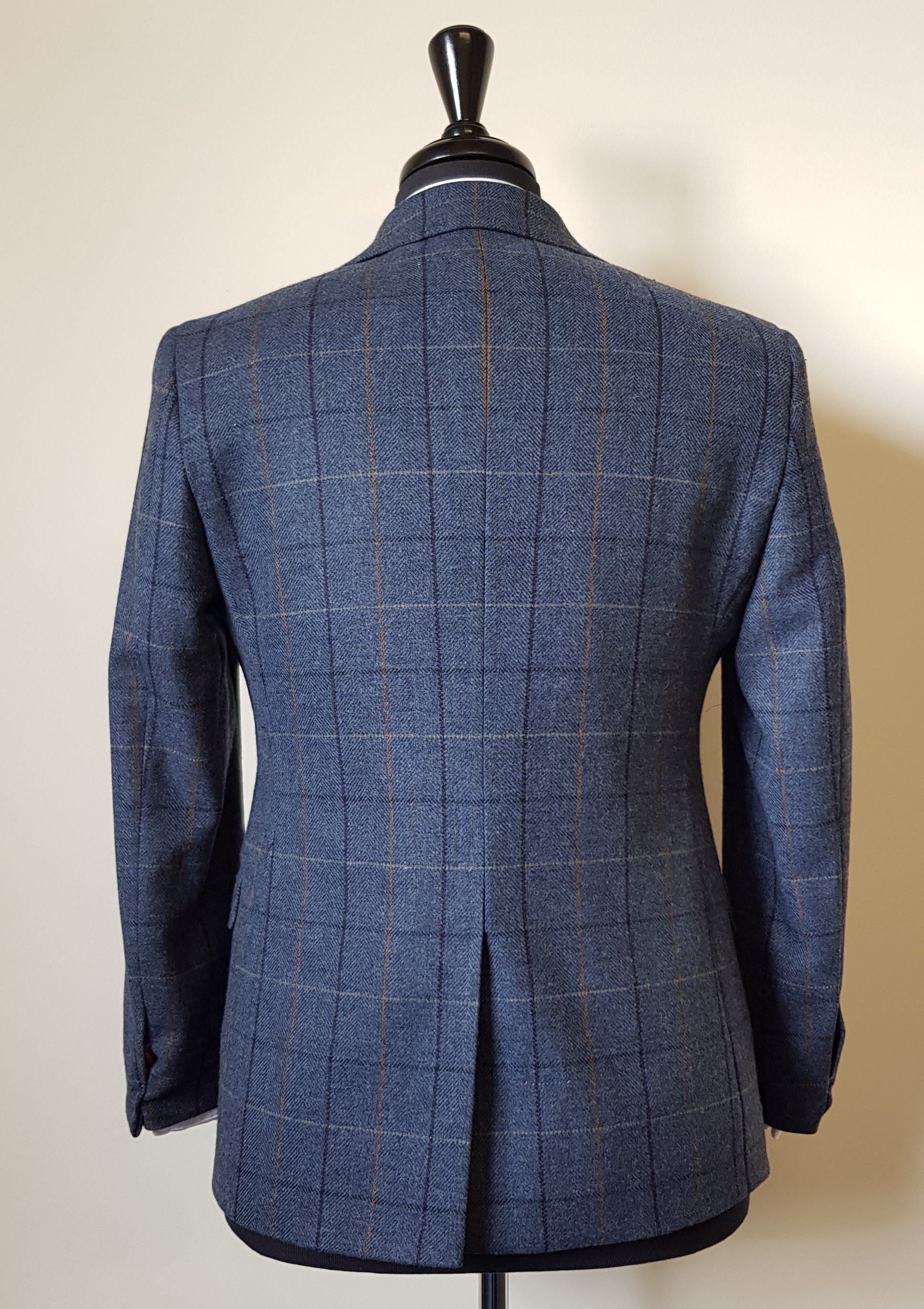 3 Piece Tweed Suit in Blue Herringbone with Double Check — TWEED ADDICT