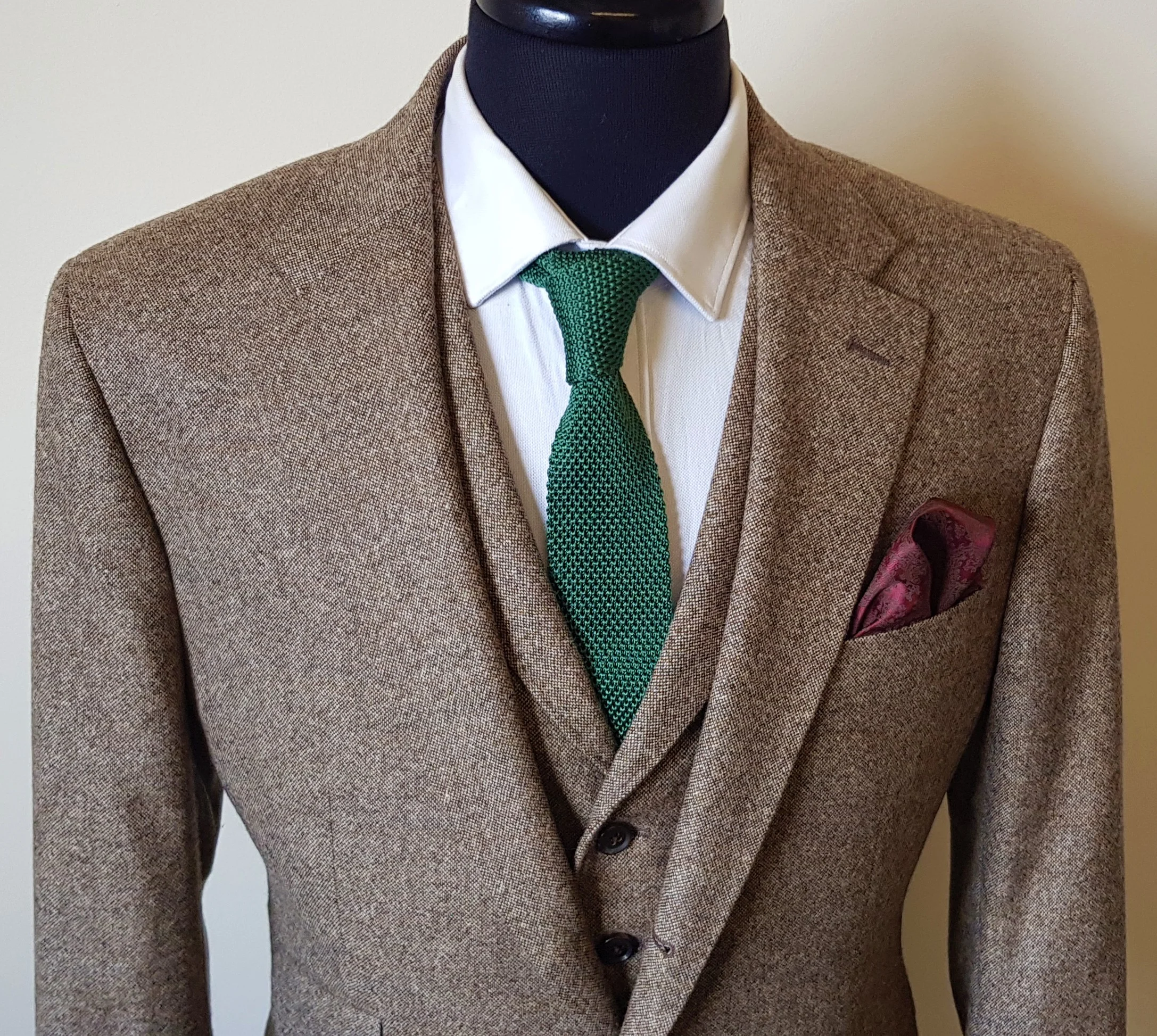 3 Piece Tweed Suit in Light Brown Lambswool