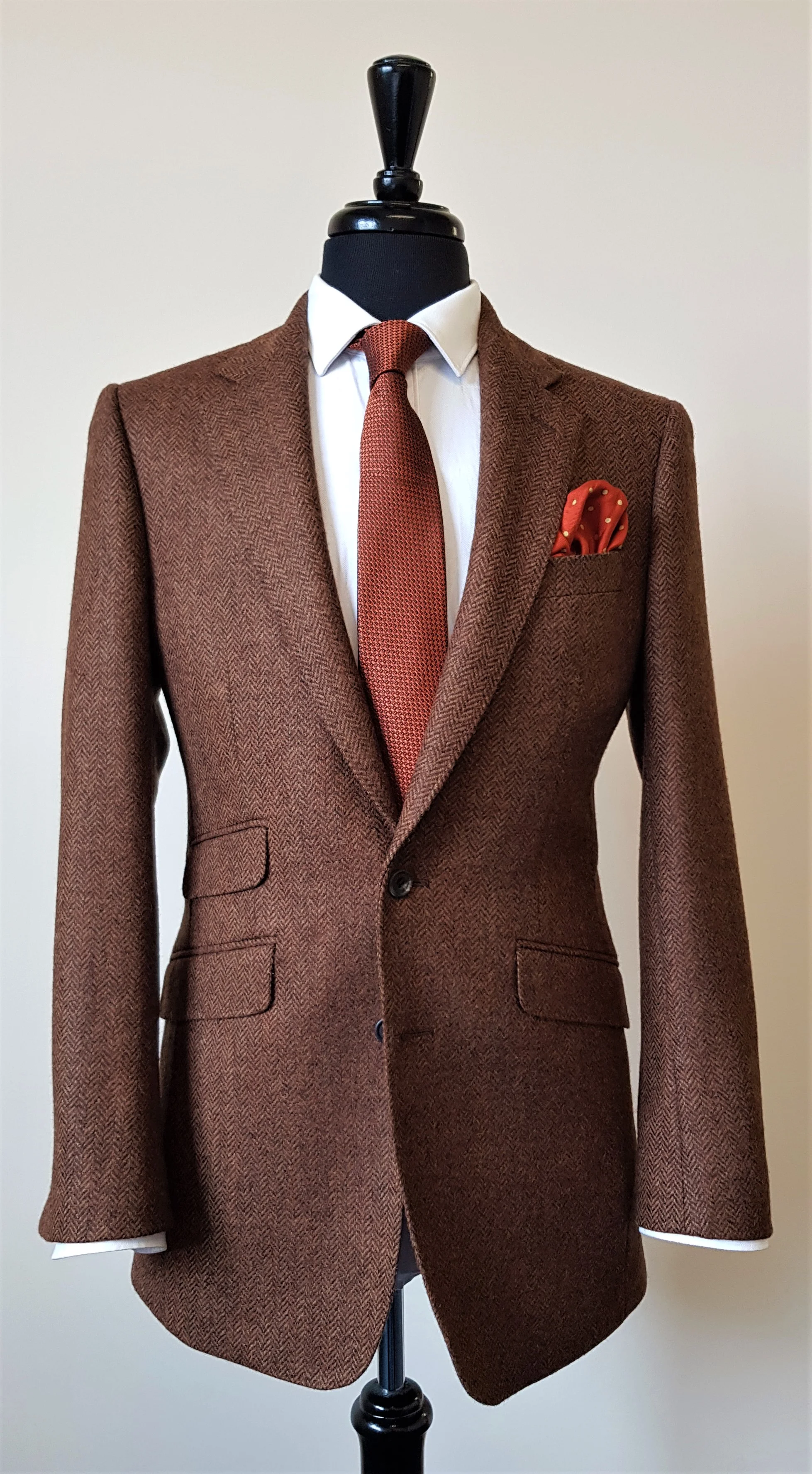 Brown Herringbone Shetland Tweed Jacket 