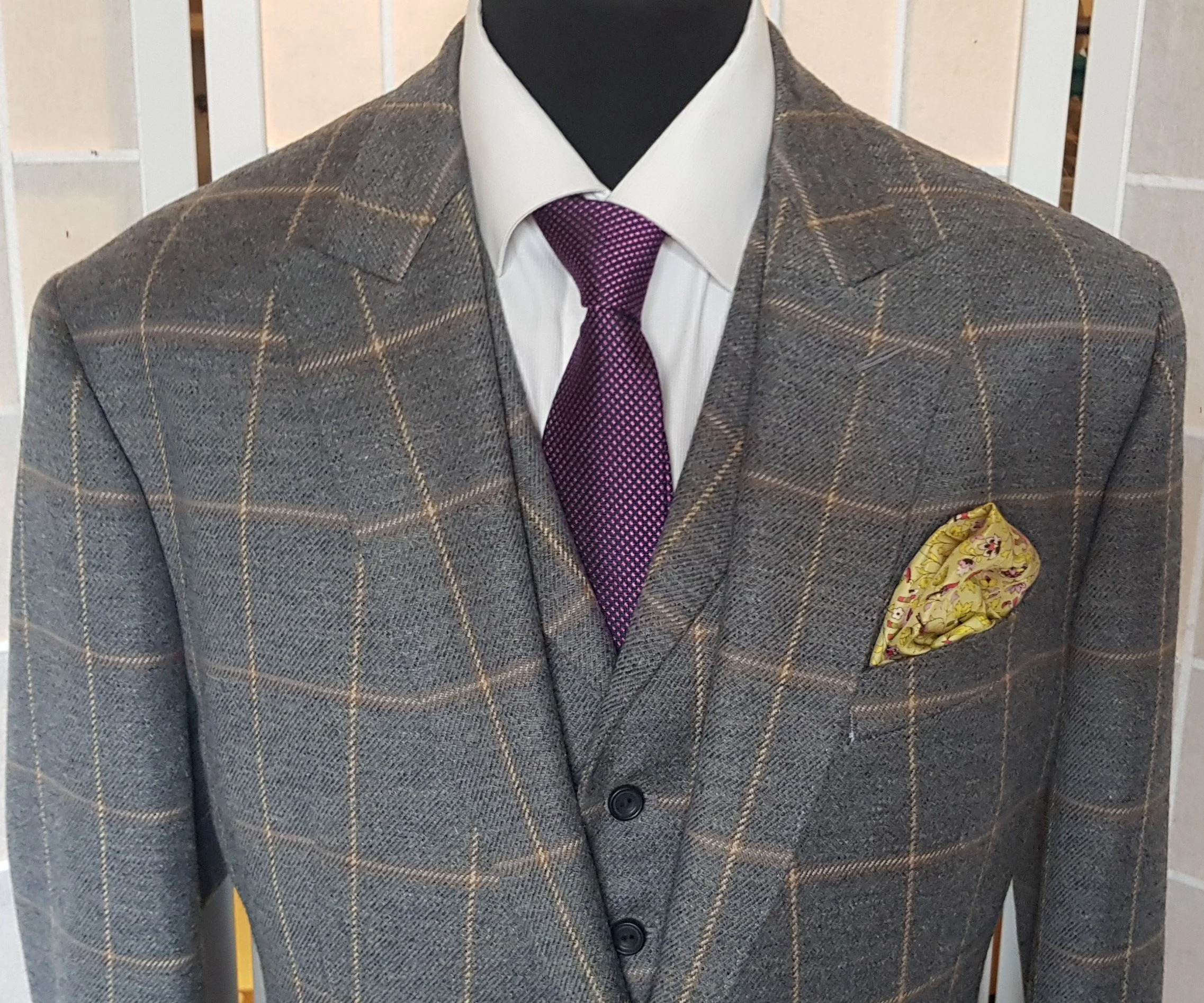 Jacket and Waistcoat in Grey Check Glenhunt Tweed