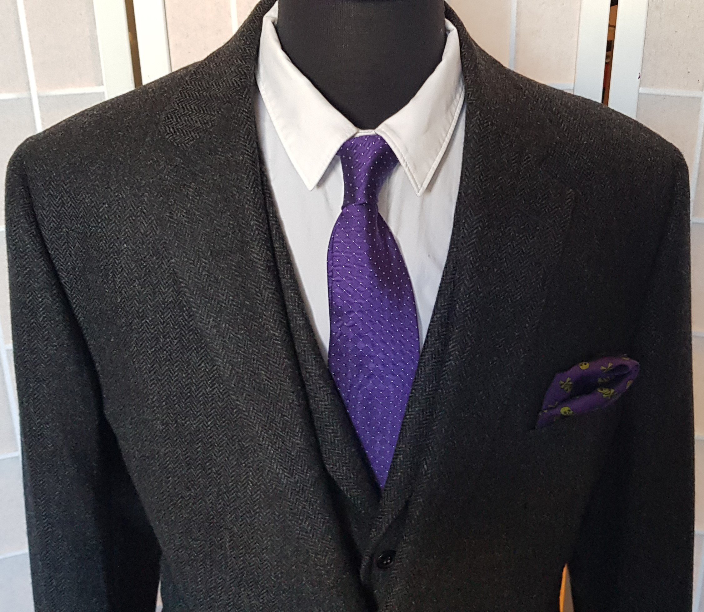 Seed Gray Textured Premium Wool Blend Single Breasted Suit For Men.
