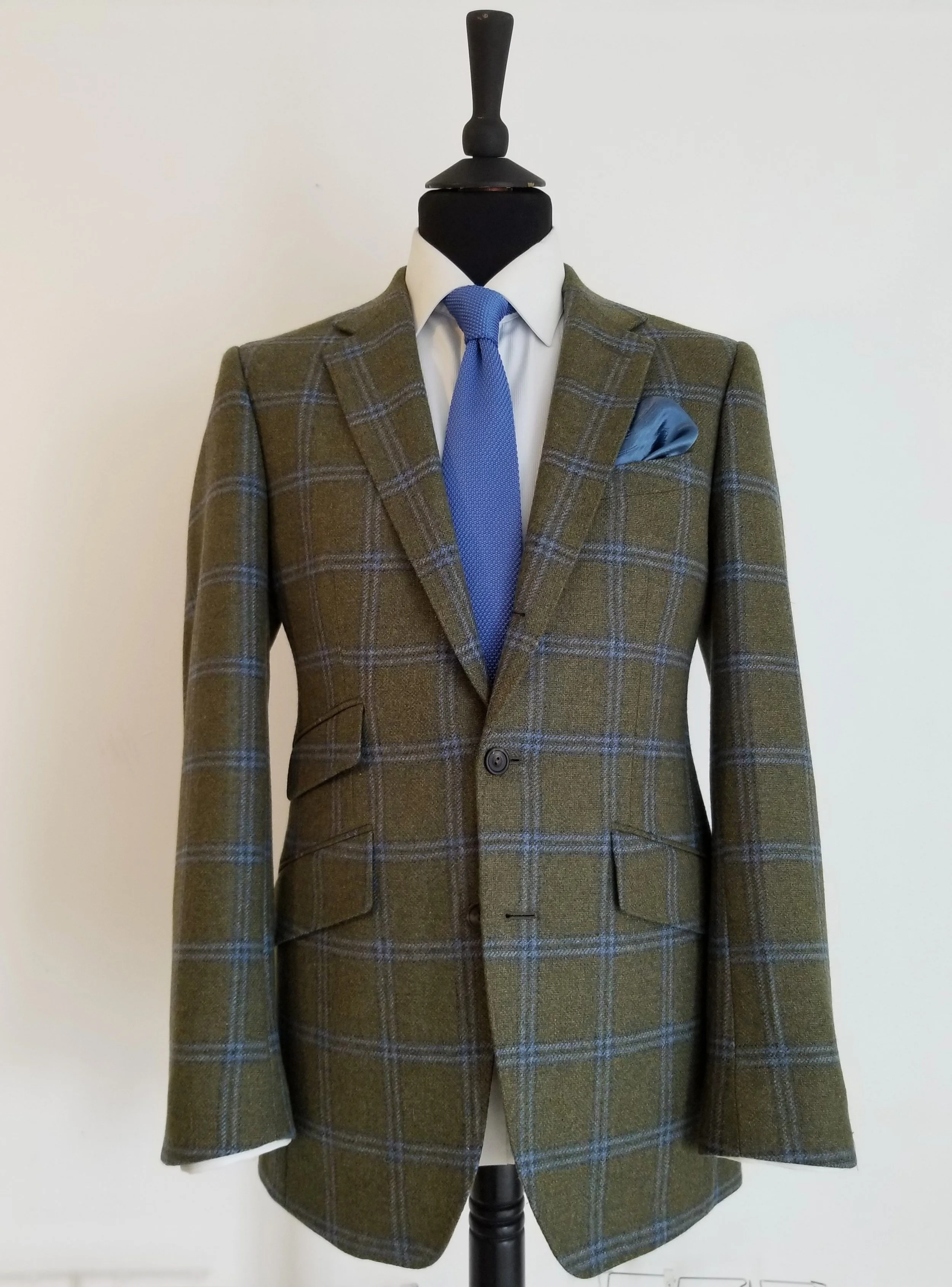 Green Tweed Jacket with Blue Overcheck — TWEED ADDICT